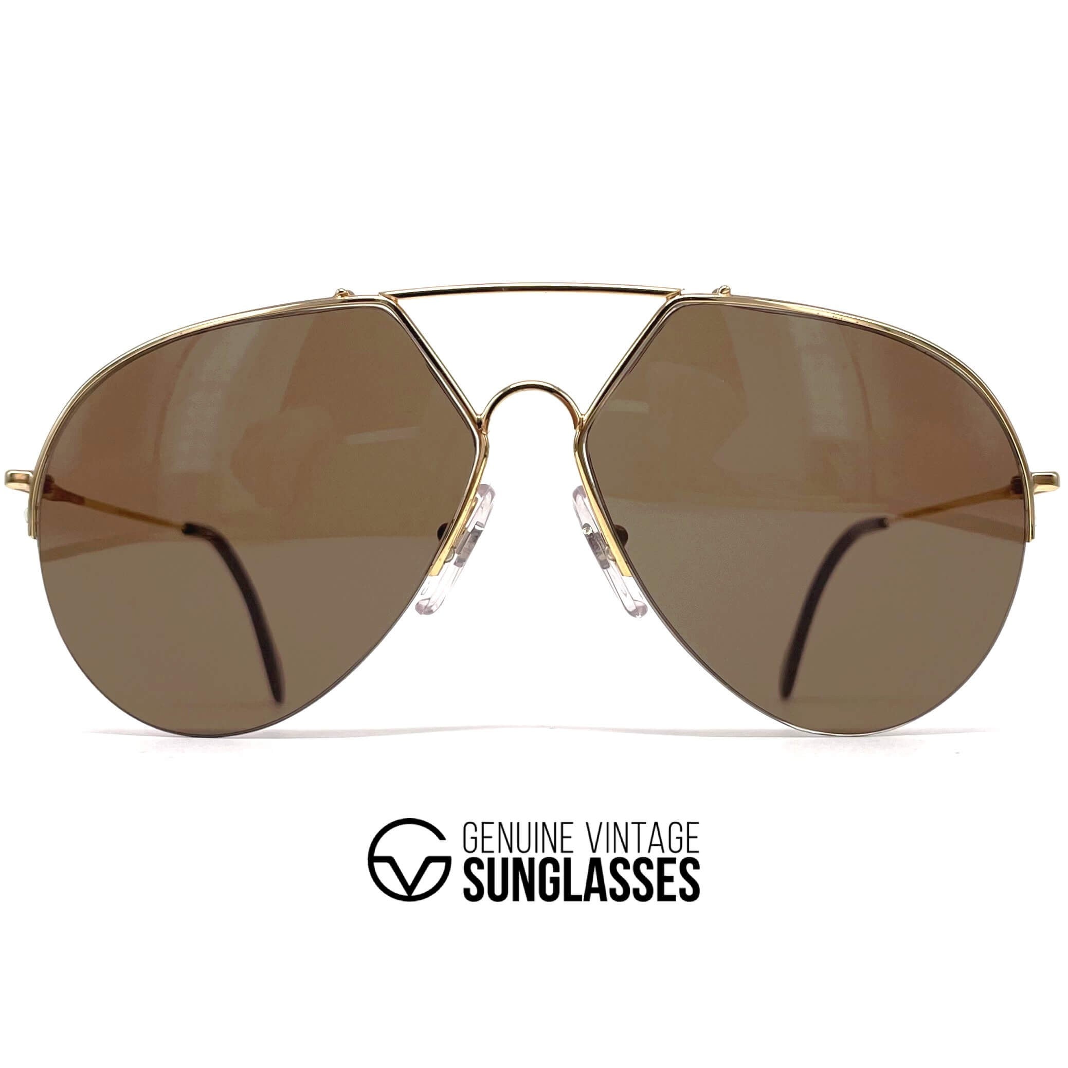 Vintage ALPINA TR8 gold aviator sunglasses