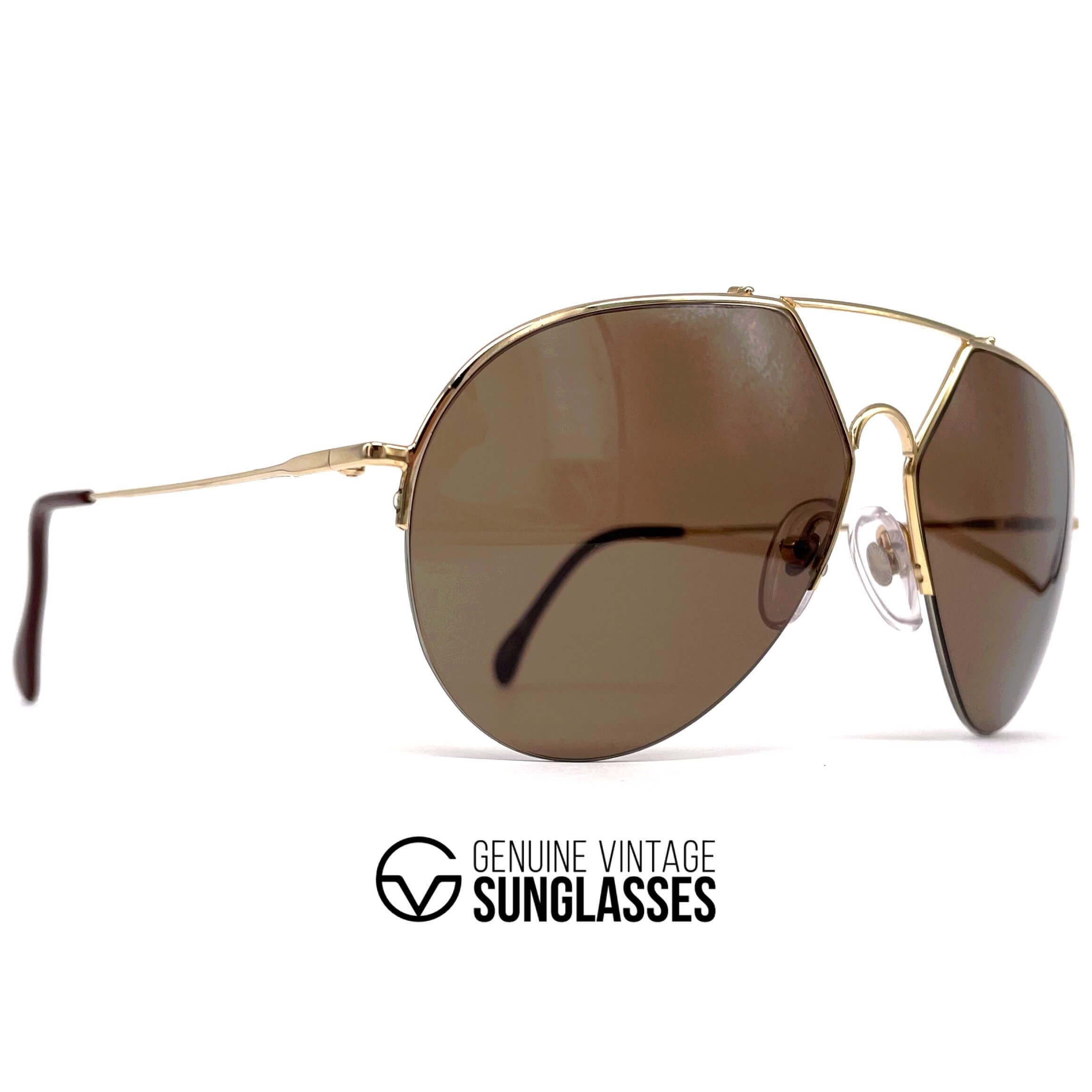 Vintage ALPINA TR8 gold aviator sunglasses