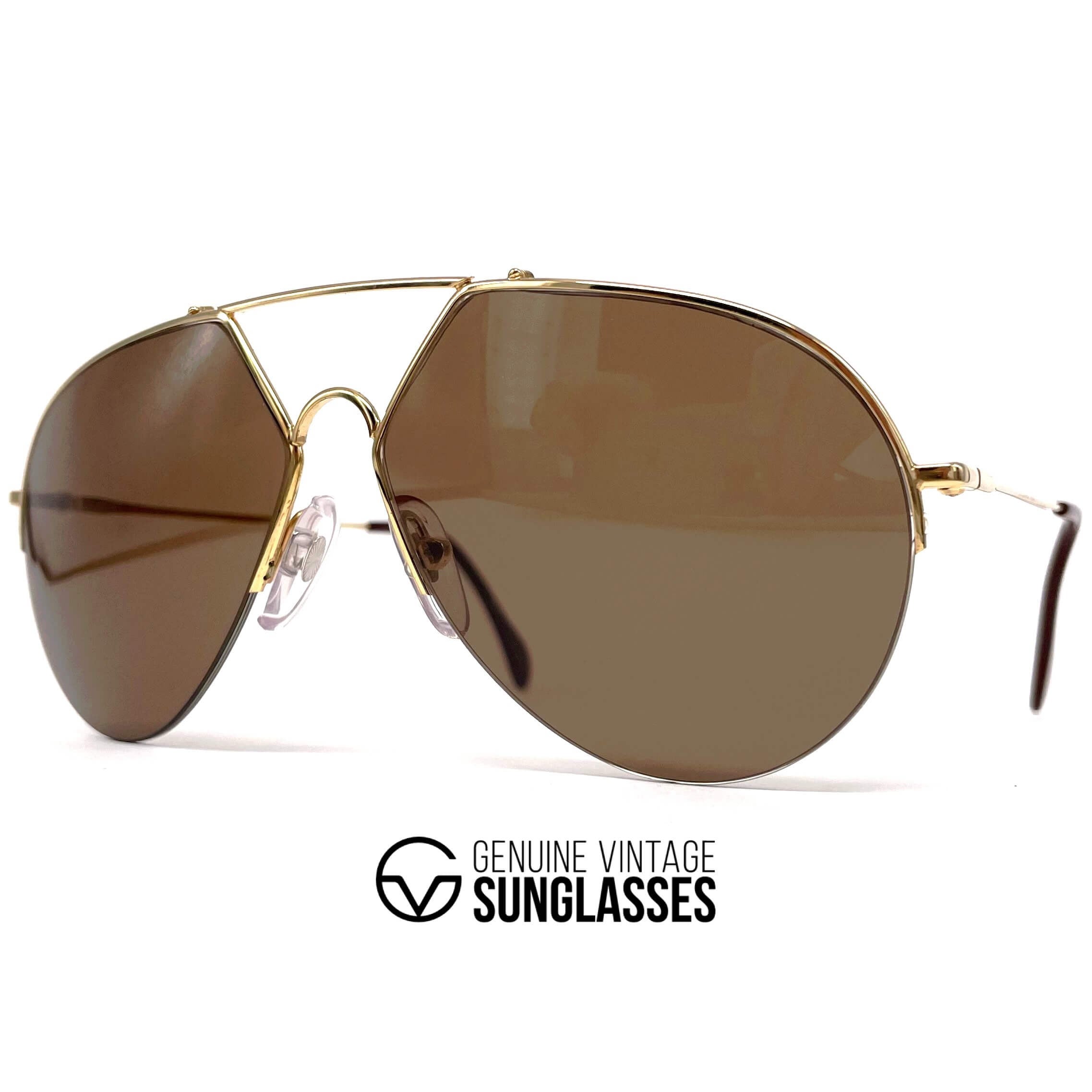 Vintage ALPINA TR8 gold aviator sunglasses