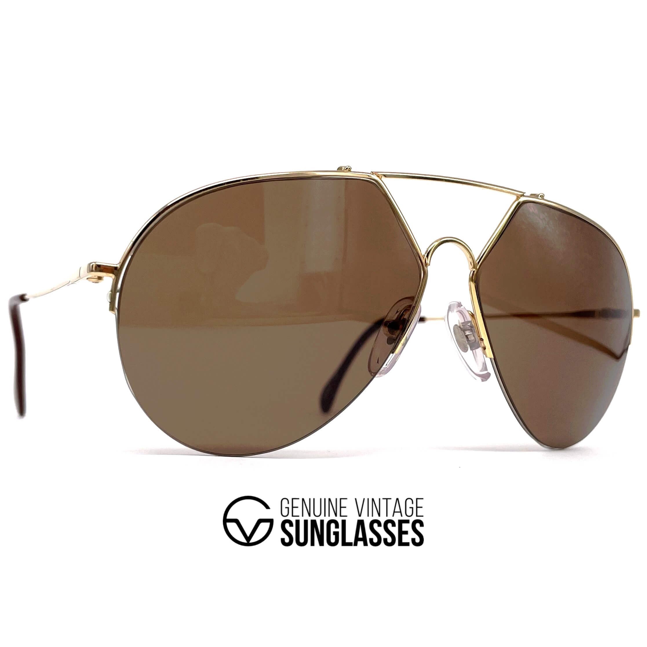 Vintage ALPINA TR8 gold aviator sunglasses