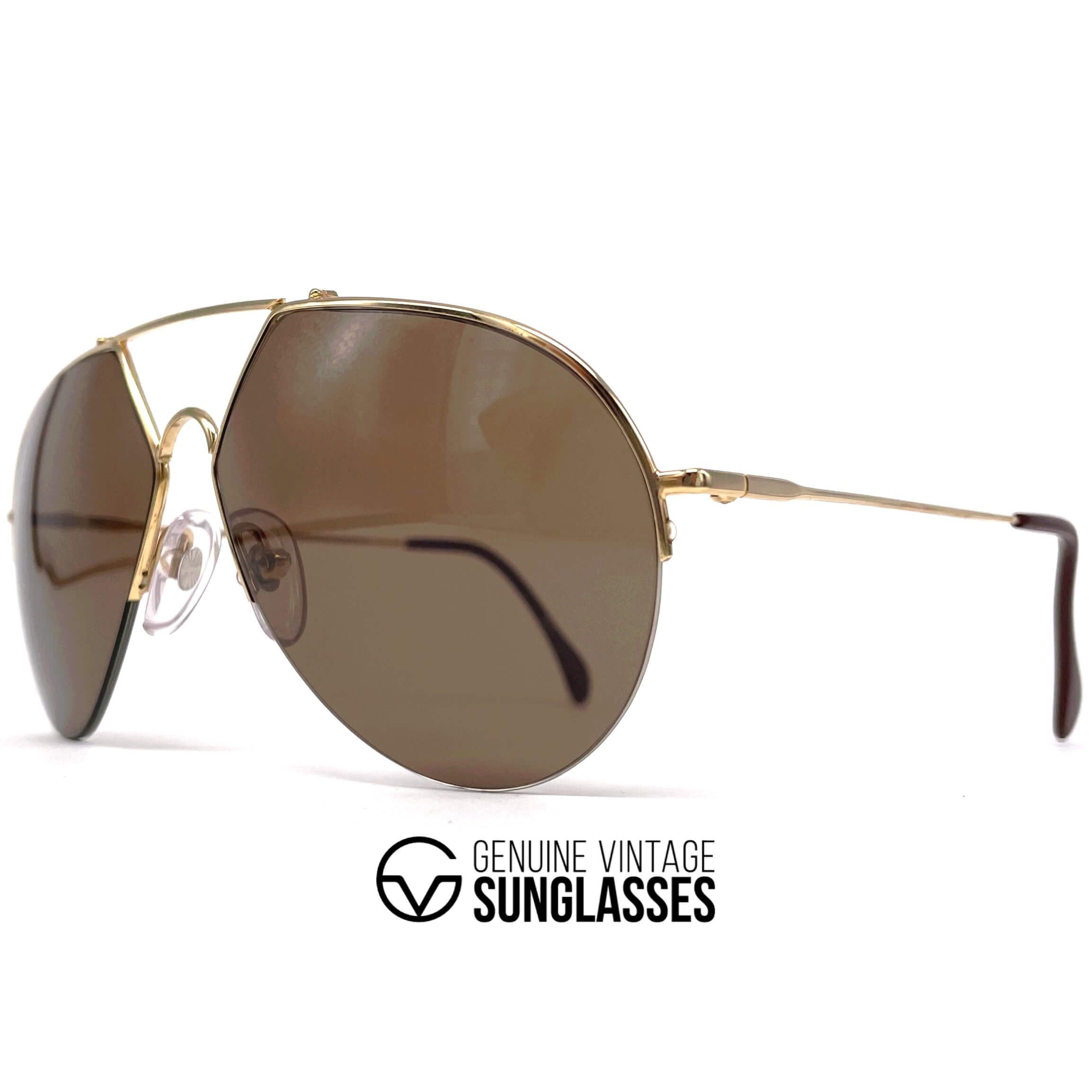 Vintage ALPINA TR8 gold aviator sunglasses