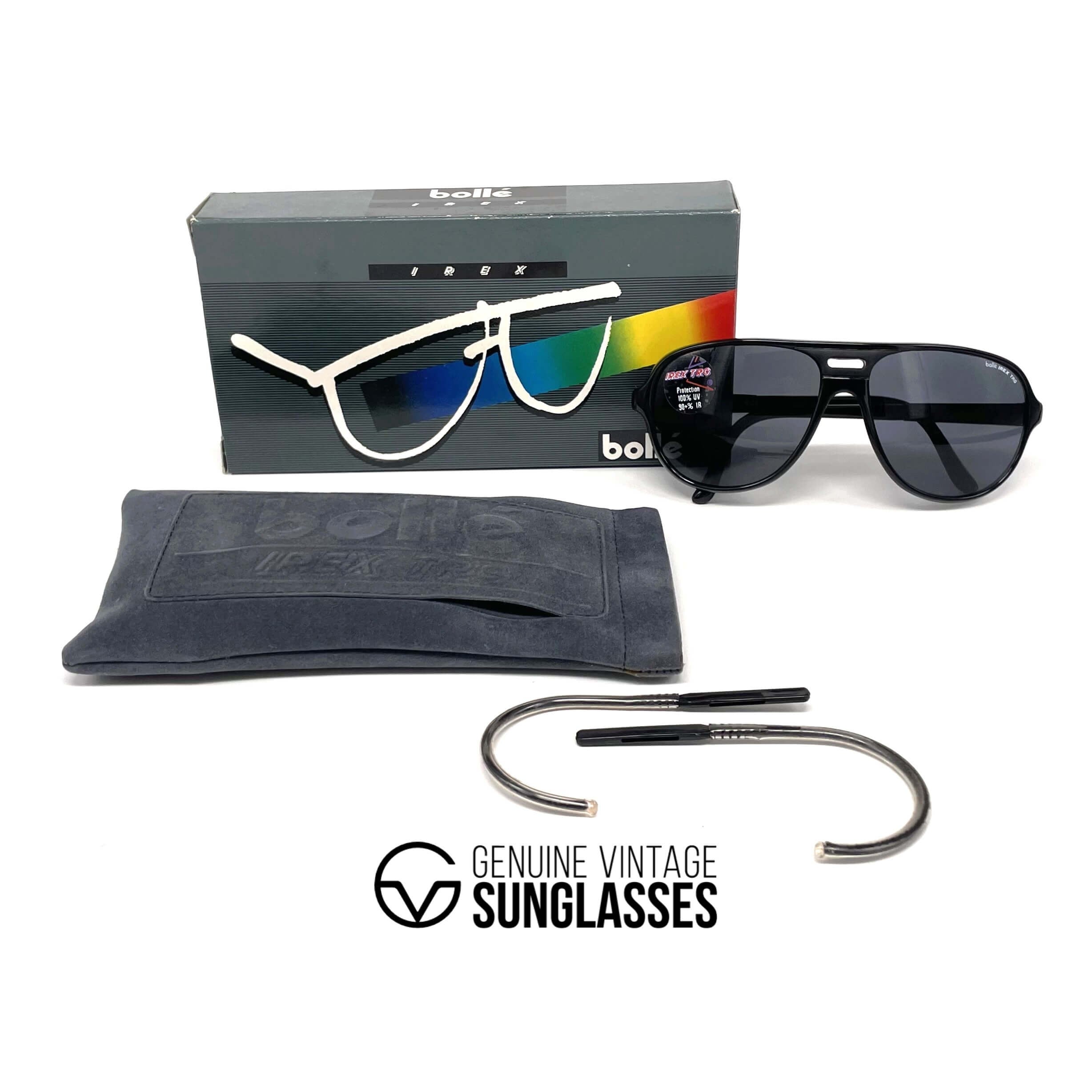 Vintage BOLLE 424 Irex TRG black aviator sports sunglasses