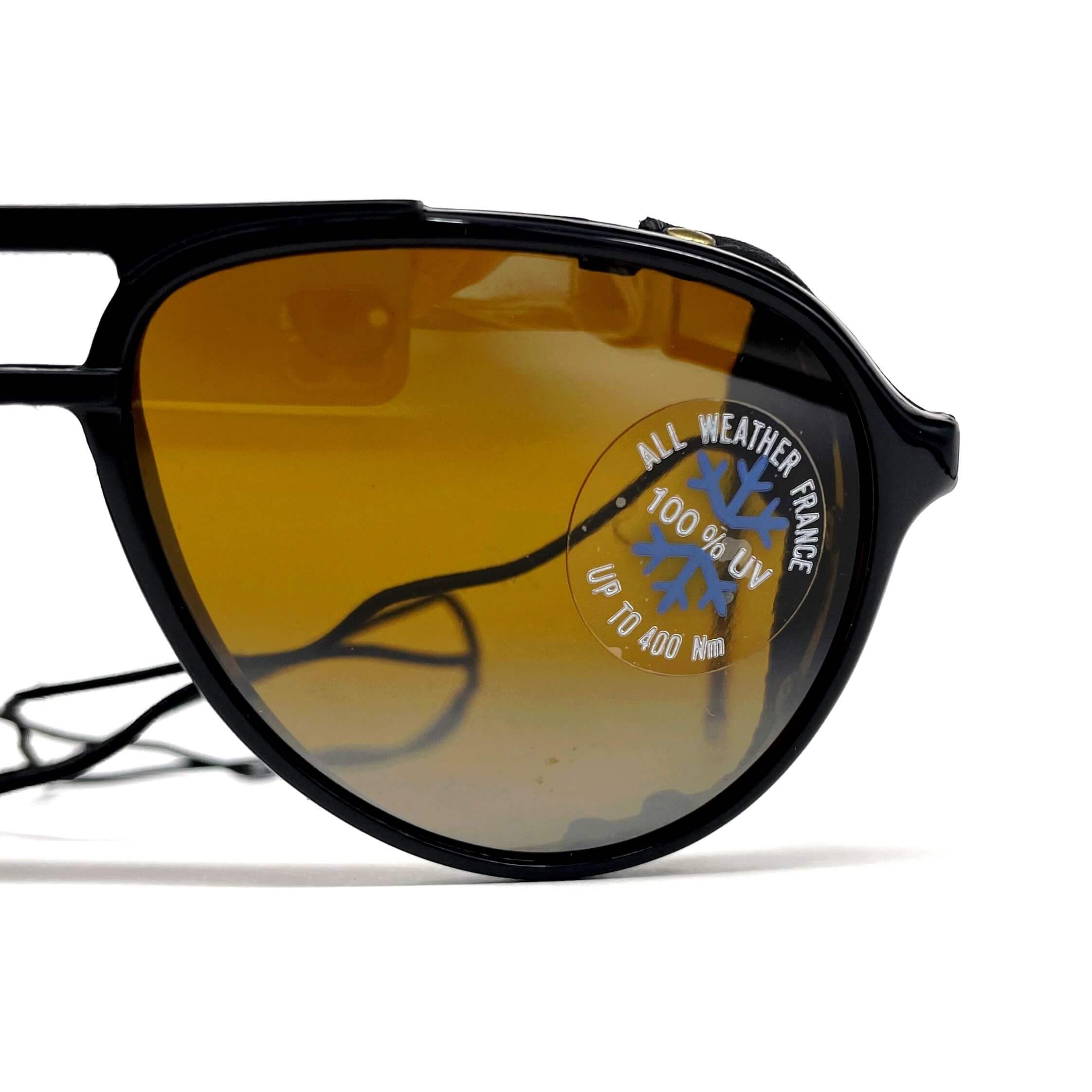 Vintage BOLLE 8378 black leather glacier sports sunglasses