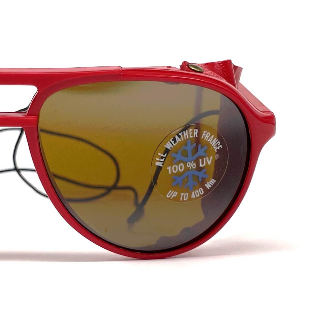Vintage BOLLE 8378 red leather glacier sports sunglasses