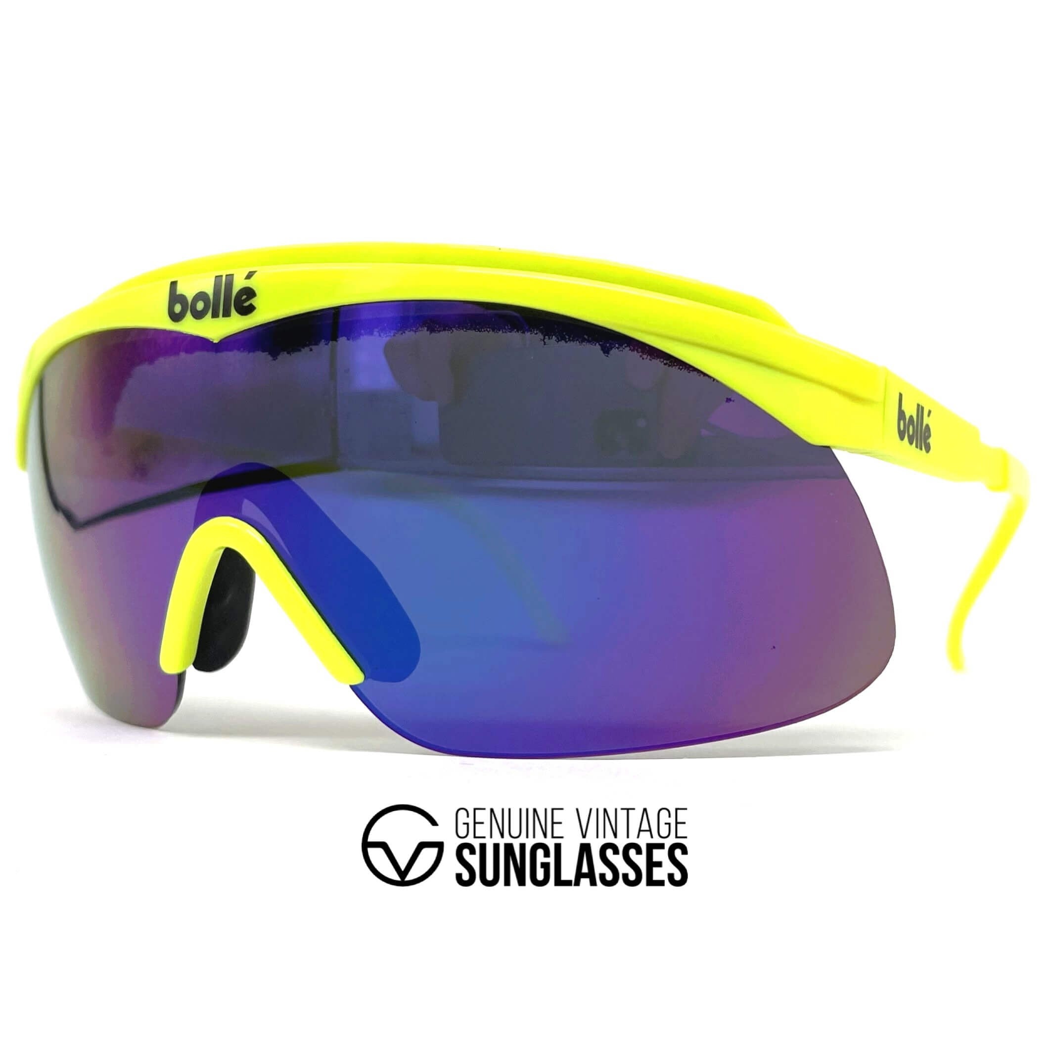 Vintage BOLLE Chrono sports yellow shield sunglasses