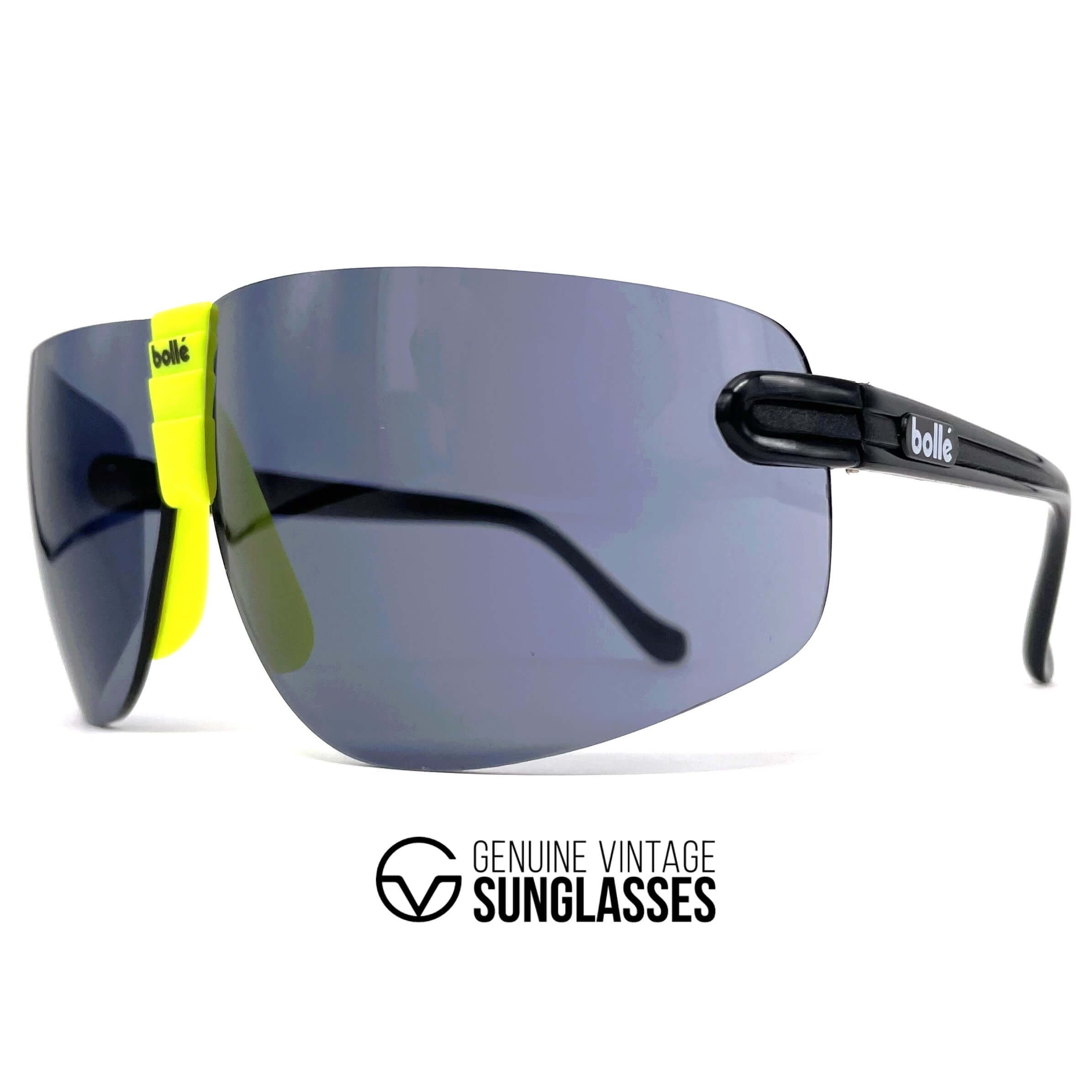 Vintage BOLLE Contour black yellow XXL sports sunglasses