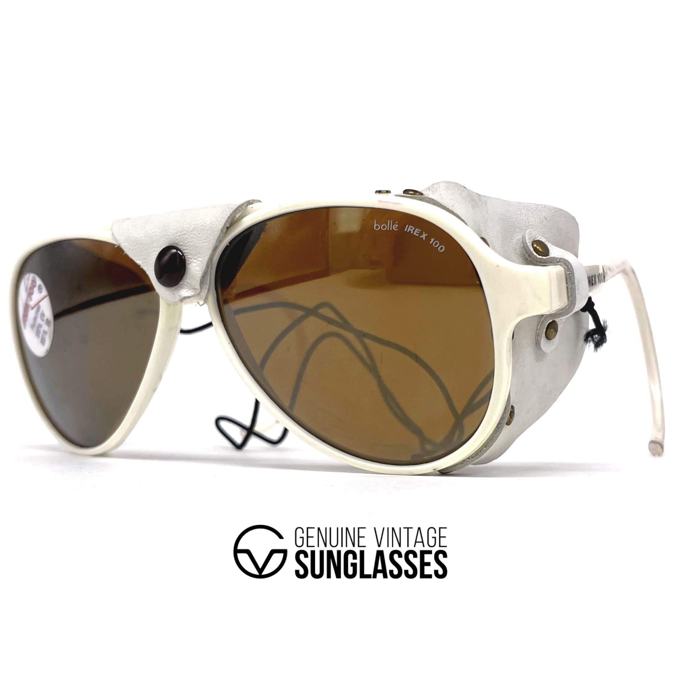 Vintage BOLLE Irex 100 white leather glacier sunglasses