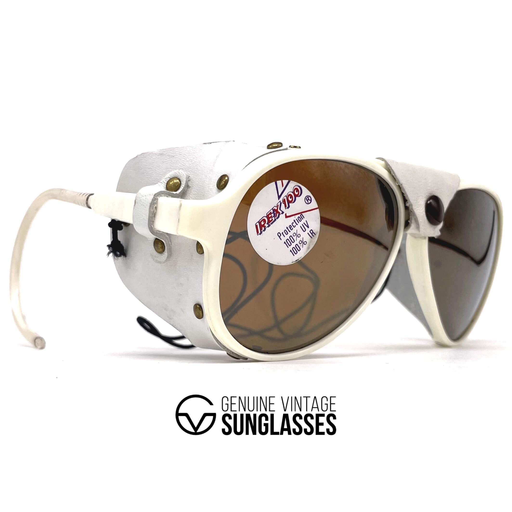 Vintage BOLLE Irex 100 white leather glacier sunglasses