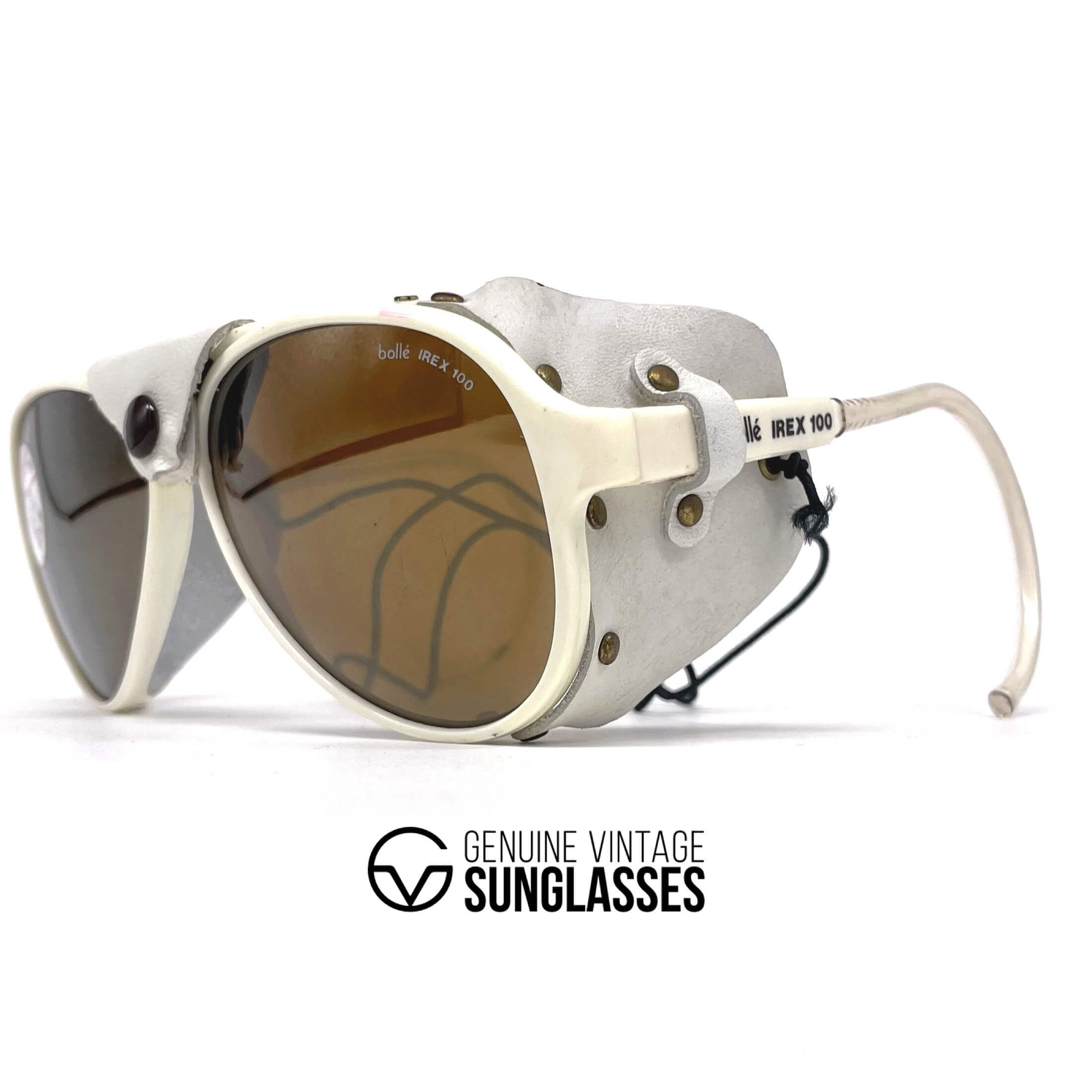 Vintage BOLLE Irex 100 white leather glacier sunglasses