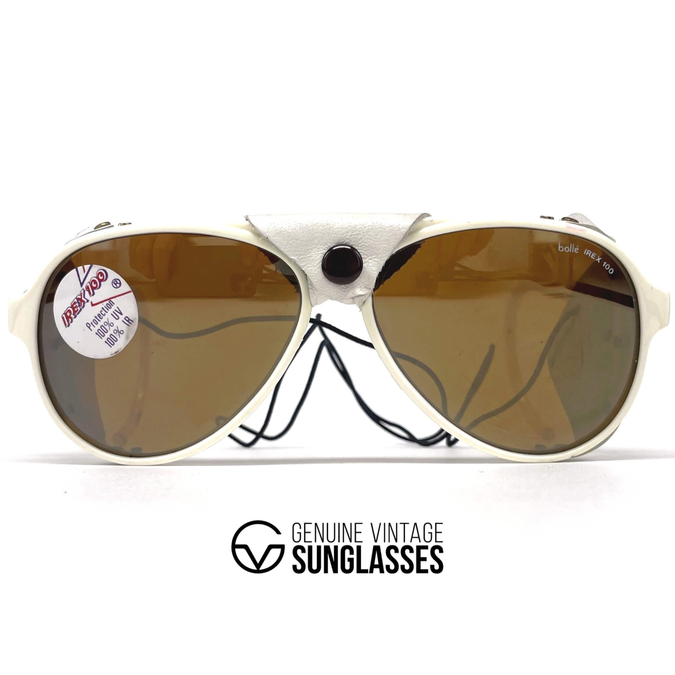Vintage BOLLE Irex 100 white leather glacier sunglasses
