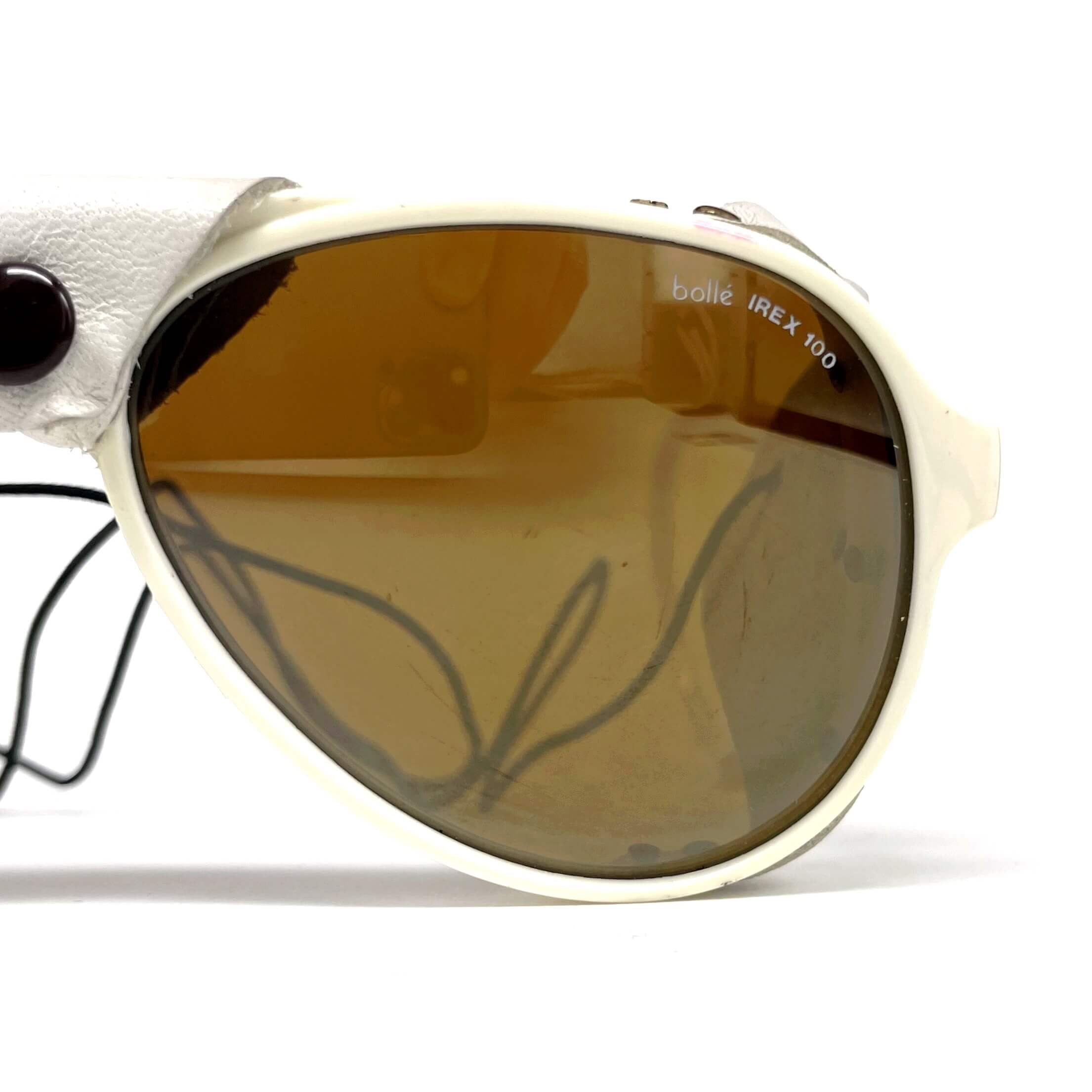 Vintage BOLLE Irex 100 white leather glacier sunglasses
