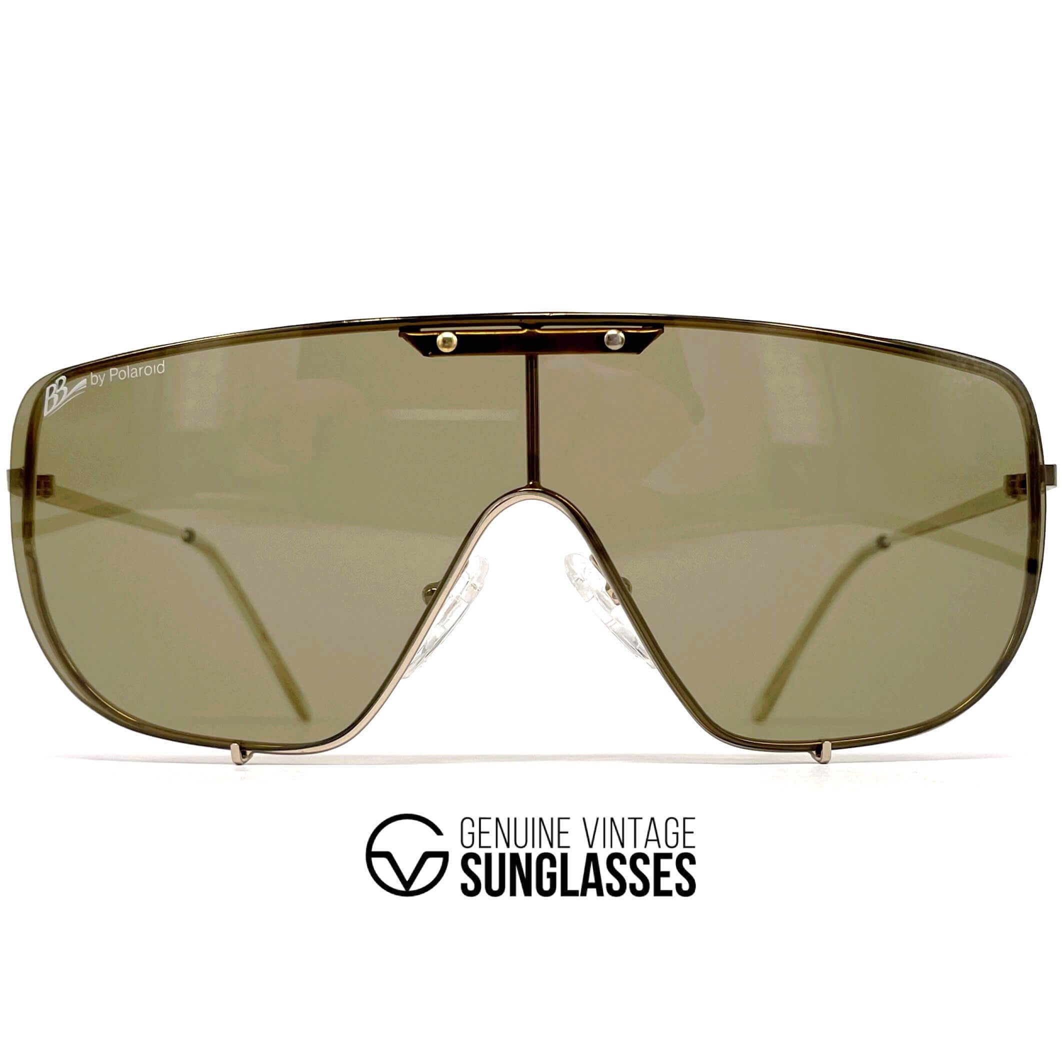 Vintage BORIS BECKER 4806A gold aviator shield sunglasses