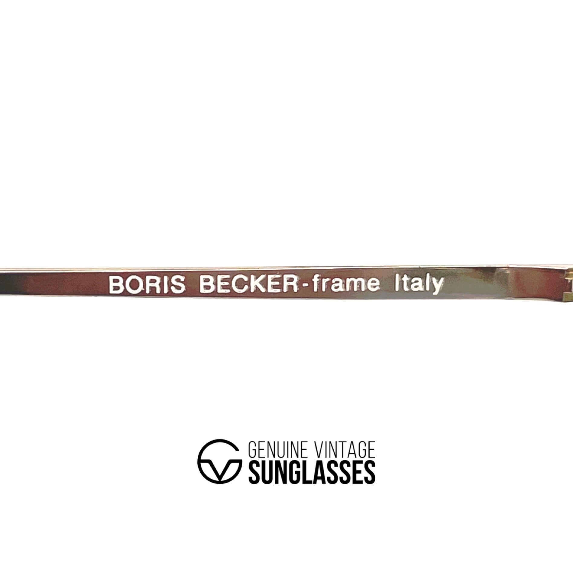 Vintage BORIS BECKER 4806A gold aviator shield sunglasses
