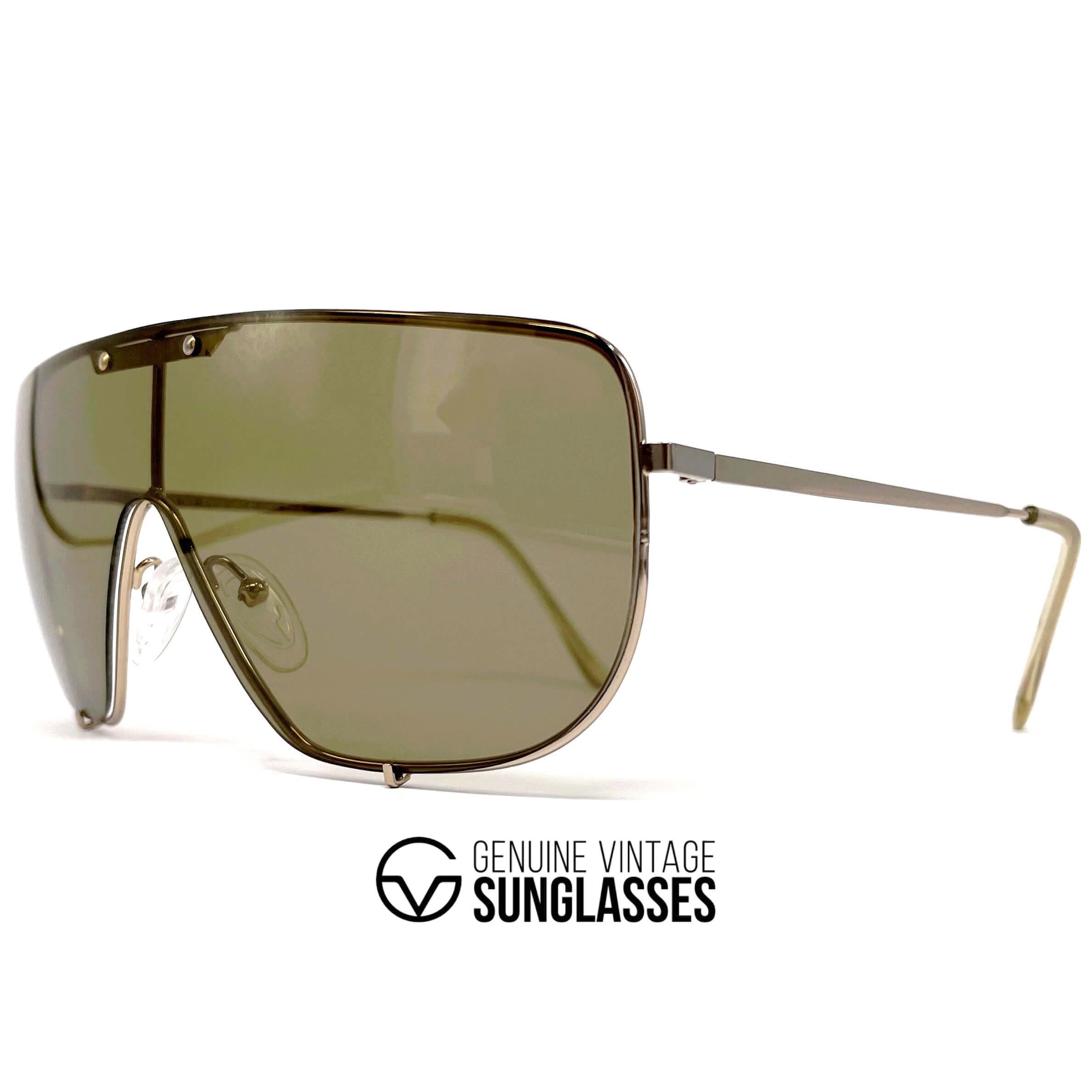 Vintage BORIS BECKER 4806A gold aviator shield sunglasses