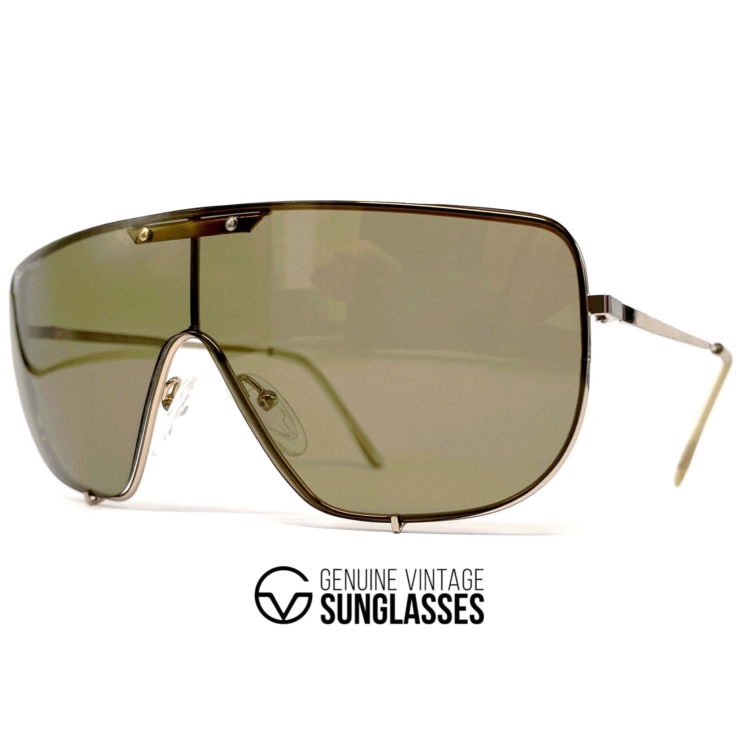 Vintage BORIS BECKER 4806A gold aviator shield sunglasses