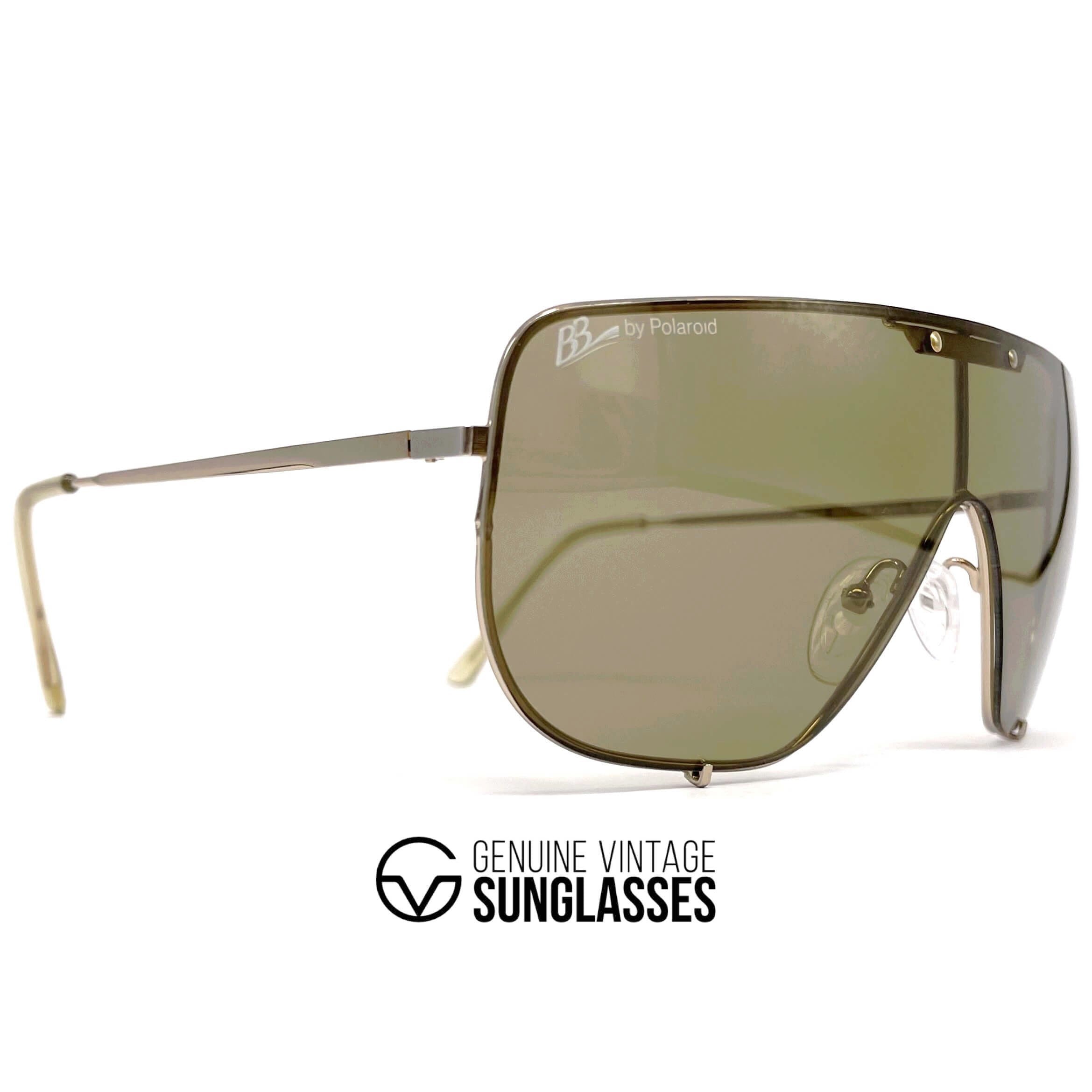 Vintage BORIS BECKER 4806A gold aviator shield sunglasses