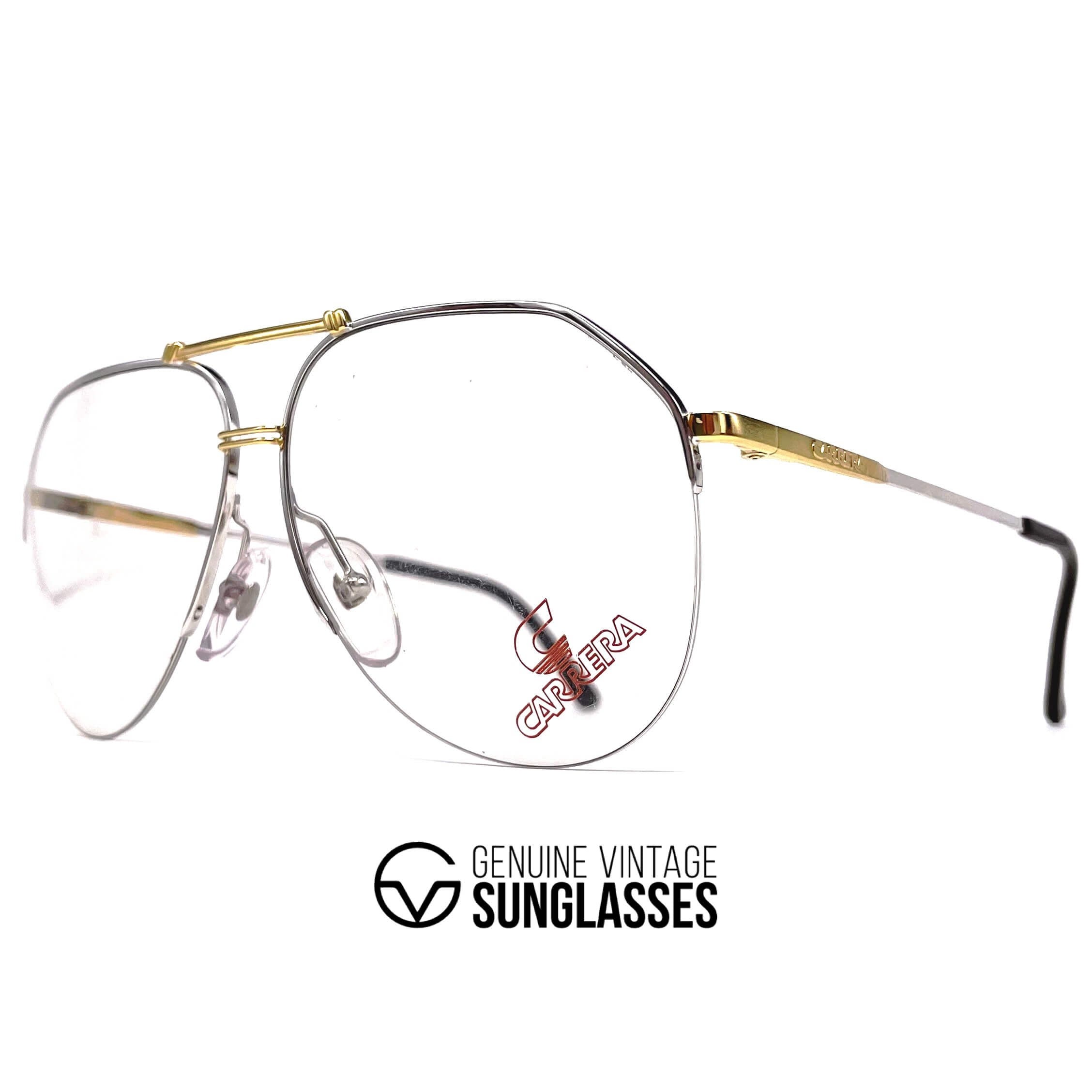 Vintage CARRERA 5313 silver gold rimless aviator glasses frames