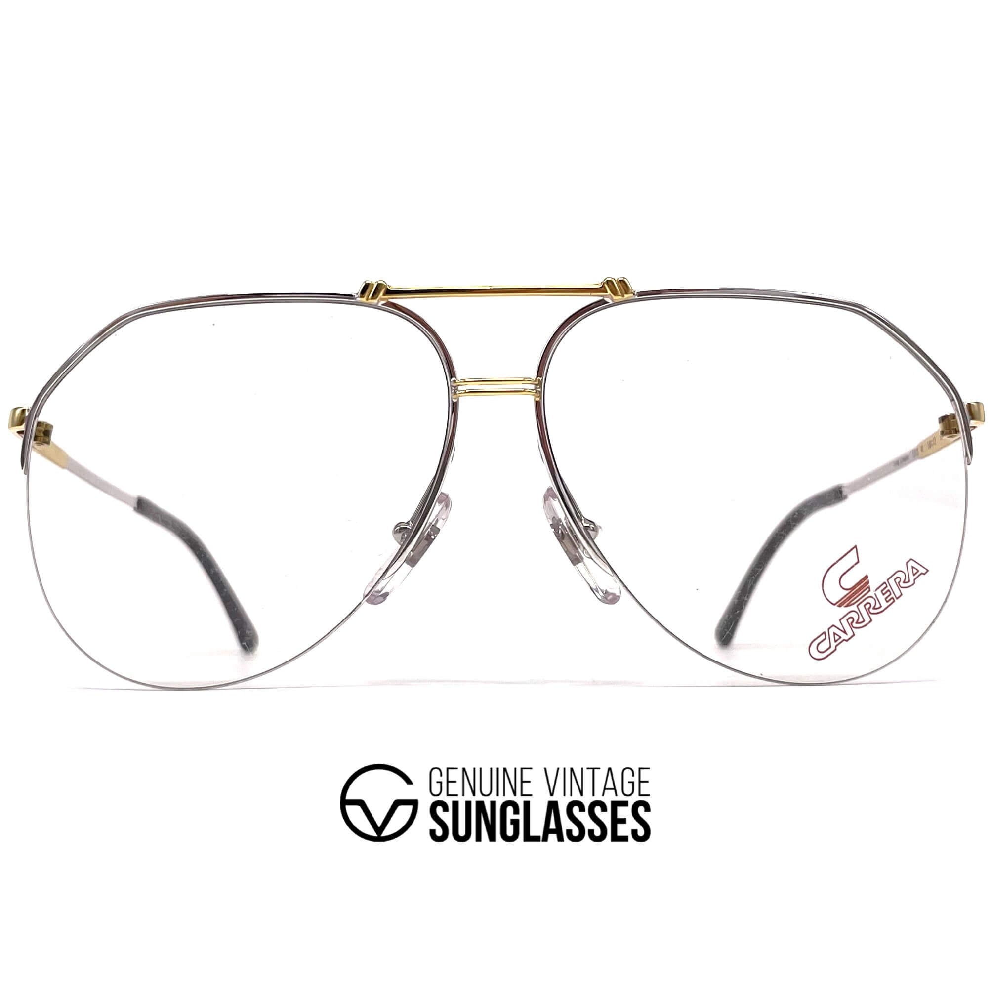Vintage CARRERA 5313 silver gold rimless aviator glasses frames
