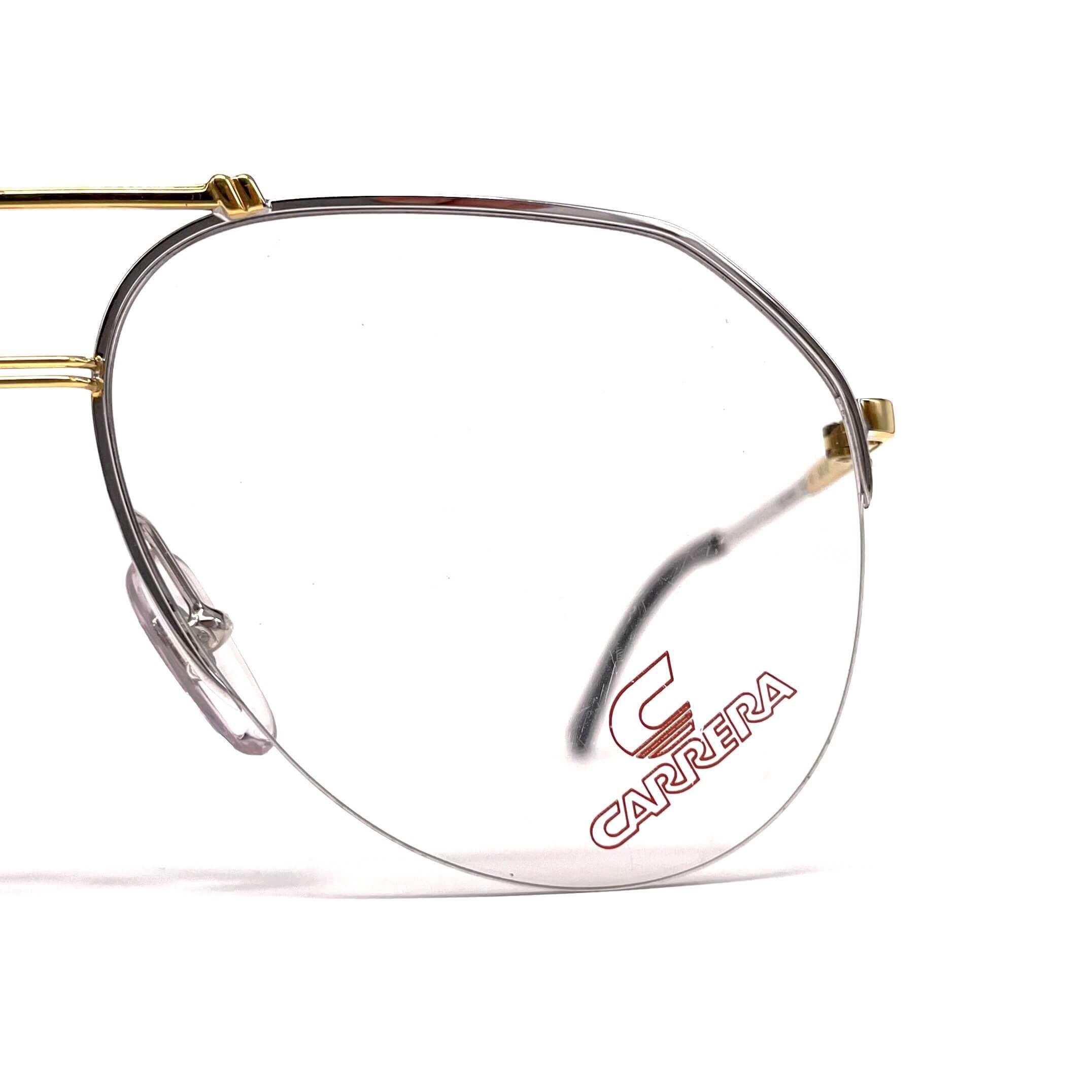 Vintage CARRERA 5313 silver gold rimless aviator glasses frames