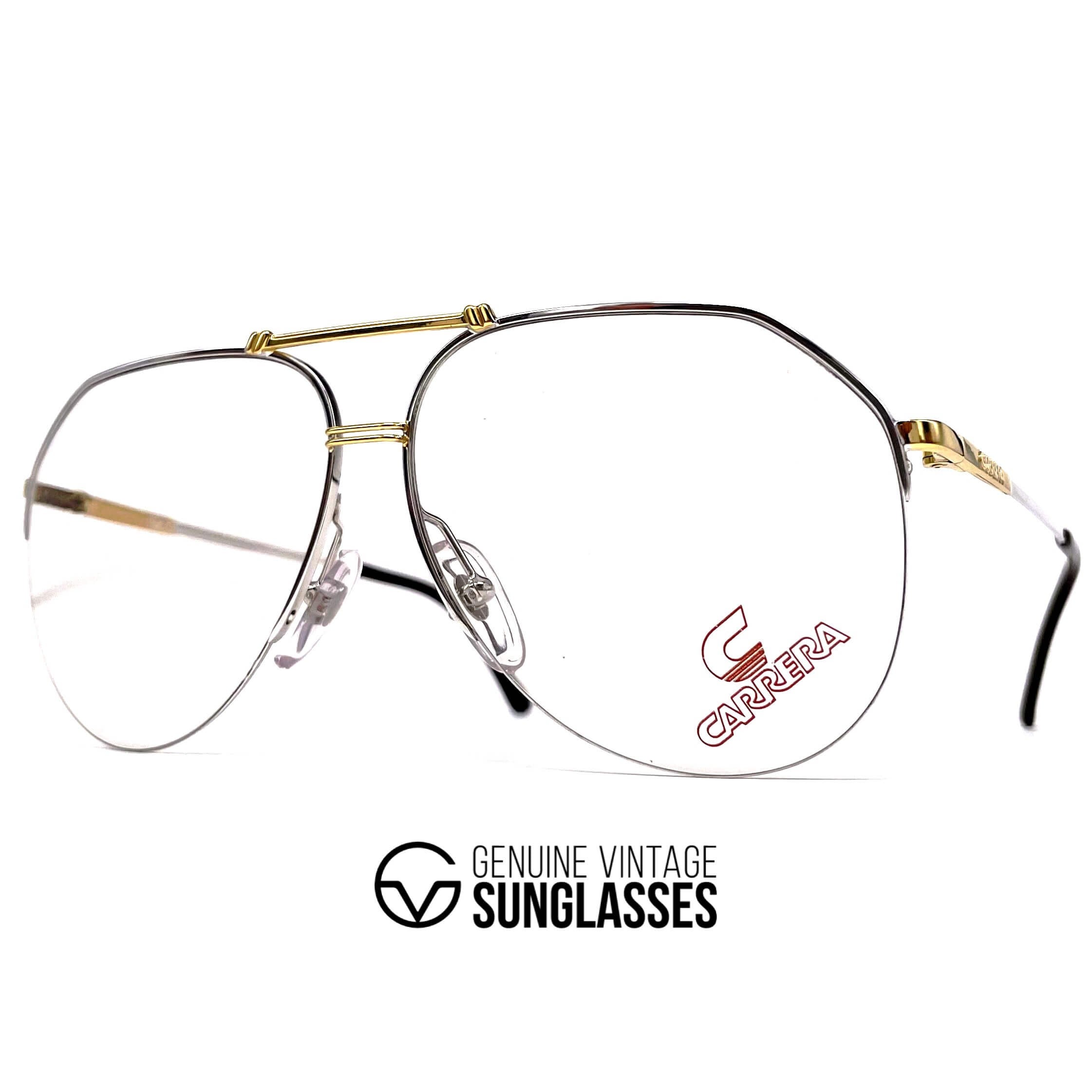 Vintage CARRERA 5313 silver gold rimless aviator glasses frames