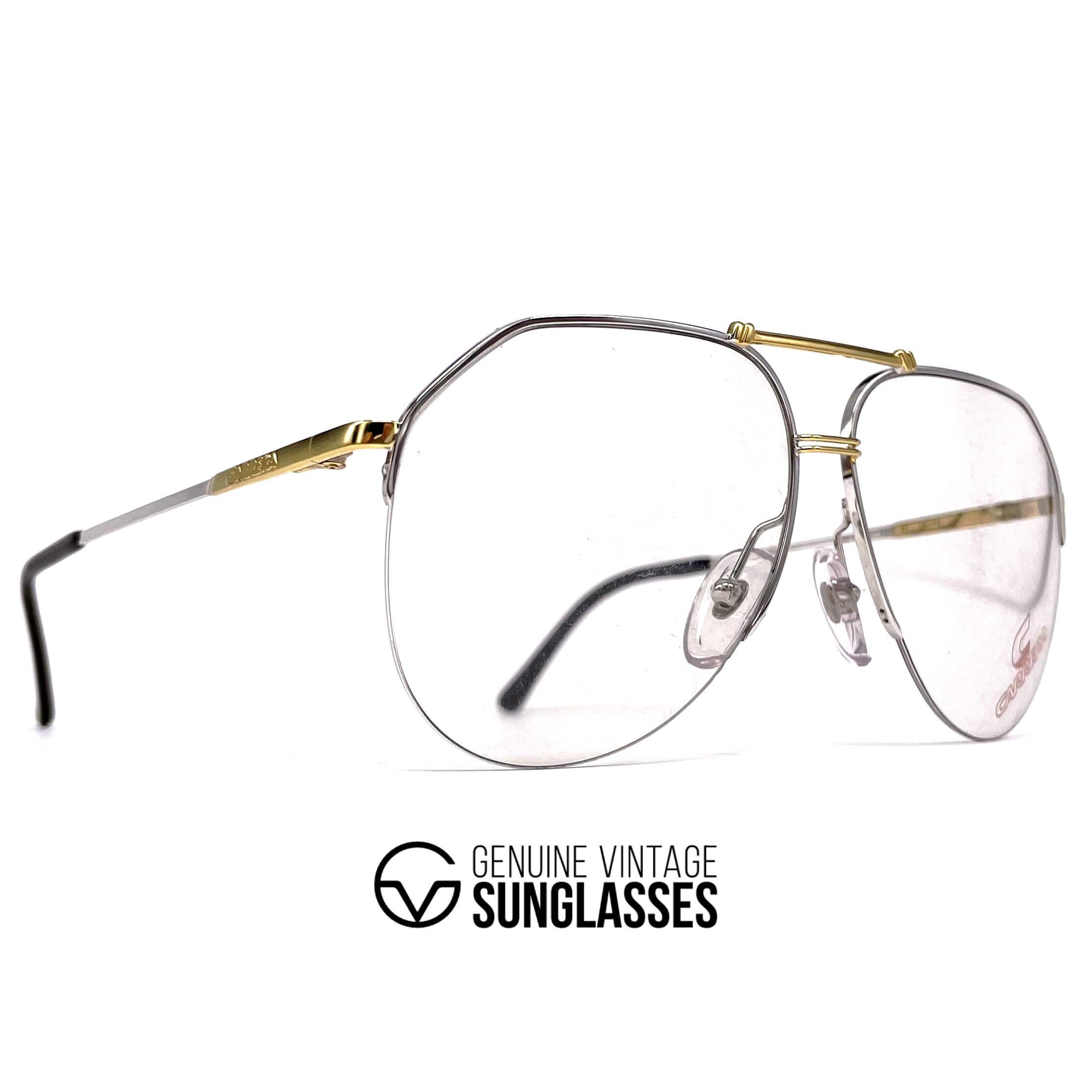 Vintage CARRERA 5313 silver gold rimless aviator glasses frames