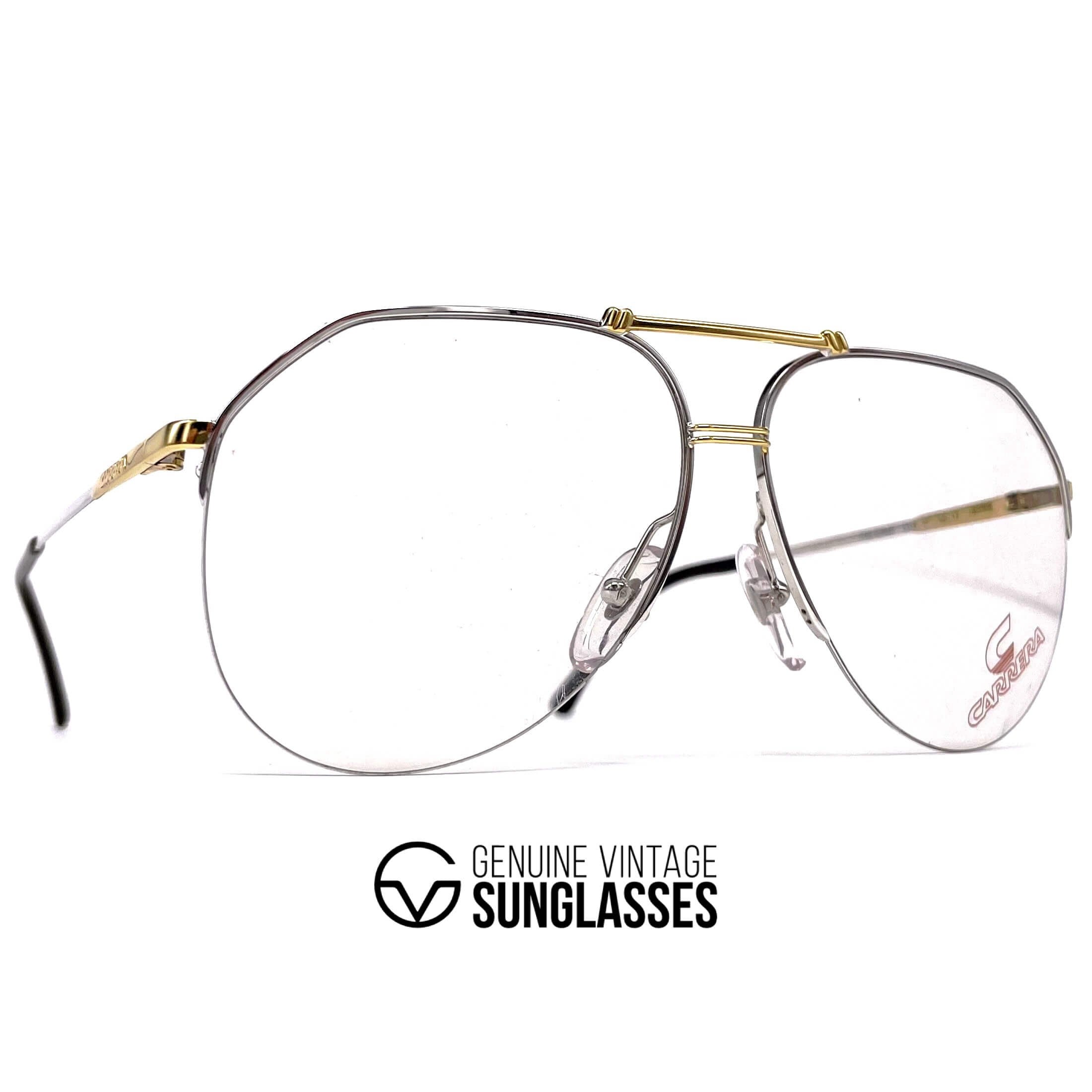 Vintage CARRERA 5313 silver gold rimless aviator glasses frames