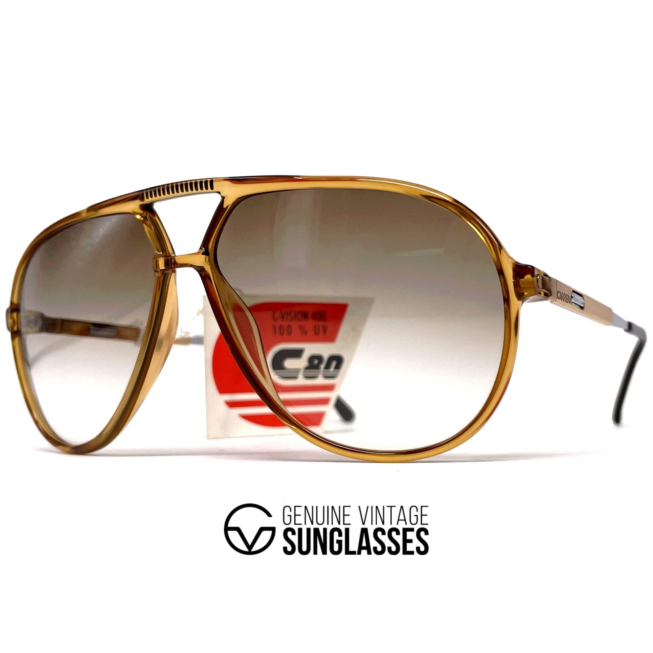 Vintage CARRERA 5335 VARIO ambar brown crystal aviator sunglasses