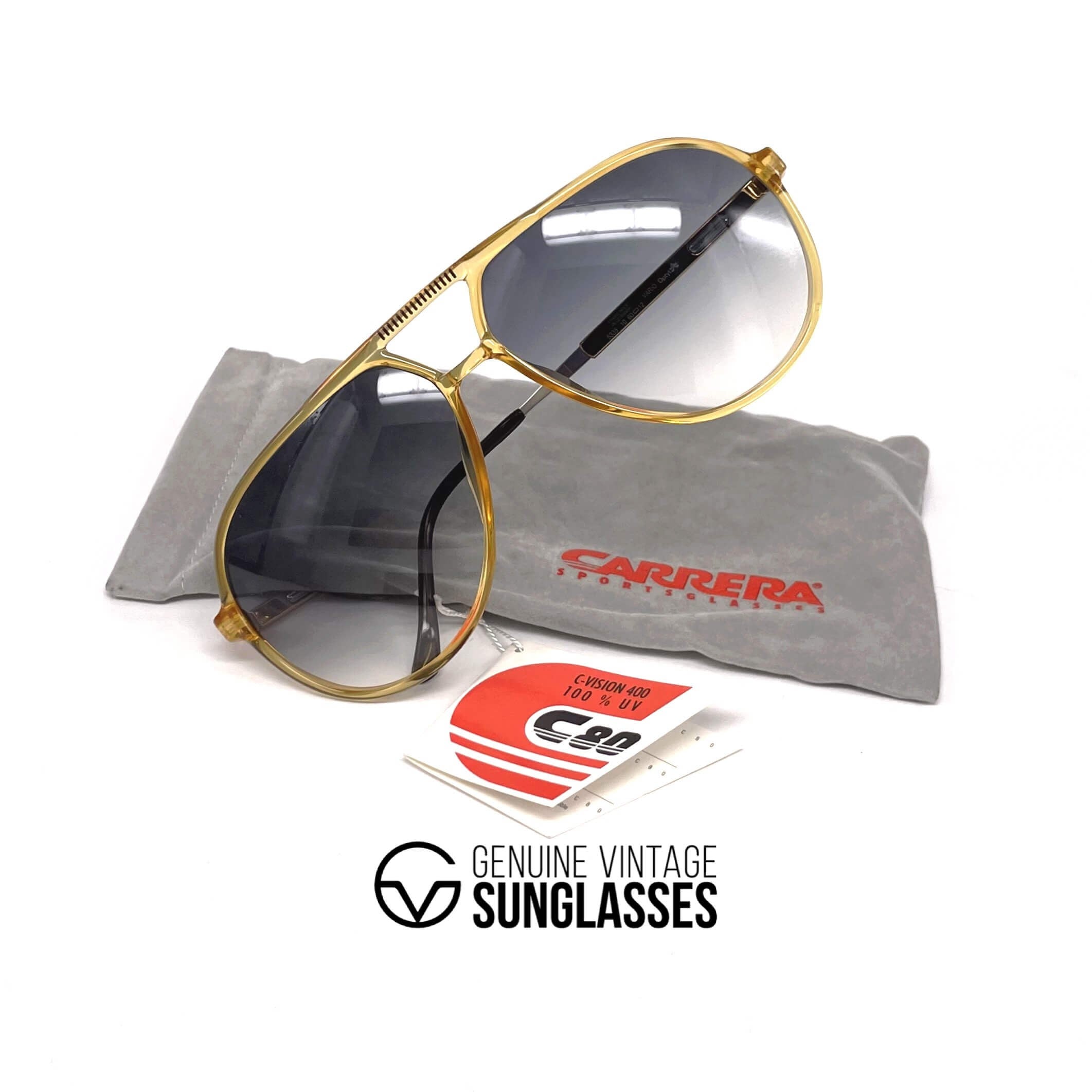 Vintage CARRERA 5335 VARIO yellow crystal aviator sunglasses