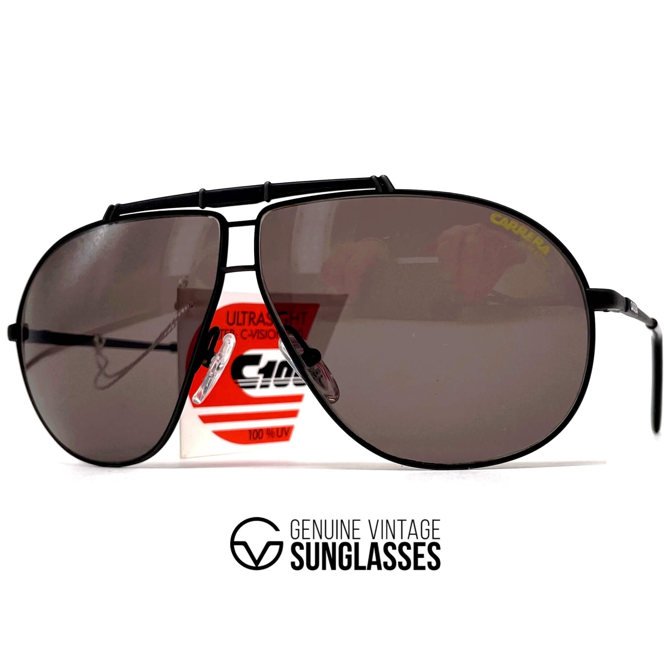 Vintage CARRERA 5401 "Ultrasight" black aviator designer sunglasses