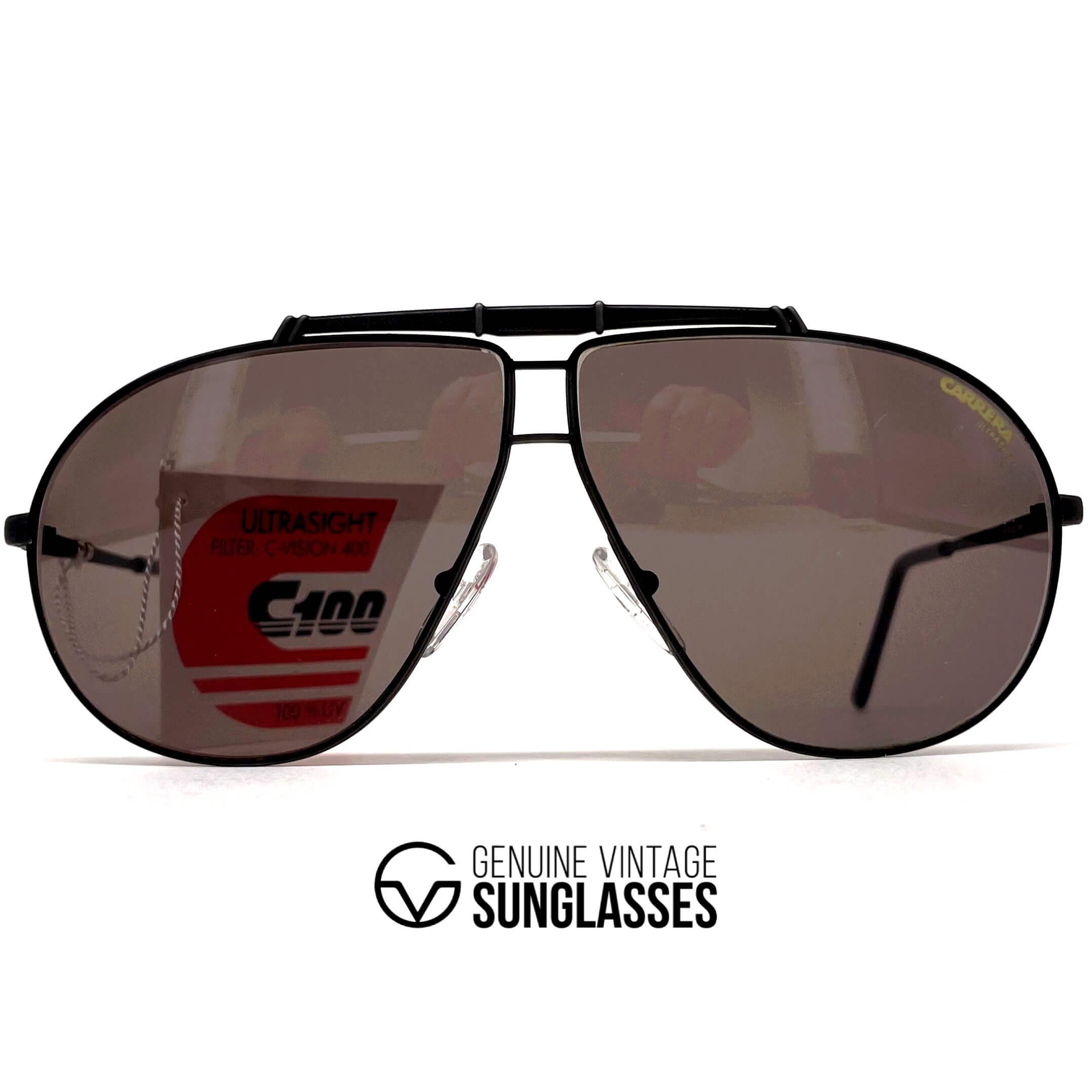 Vintage CARRERA 5401 "Ultrasight" black aviator designer sunglasses