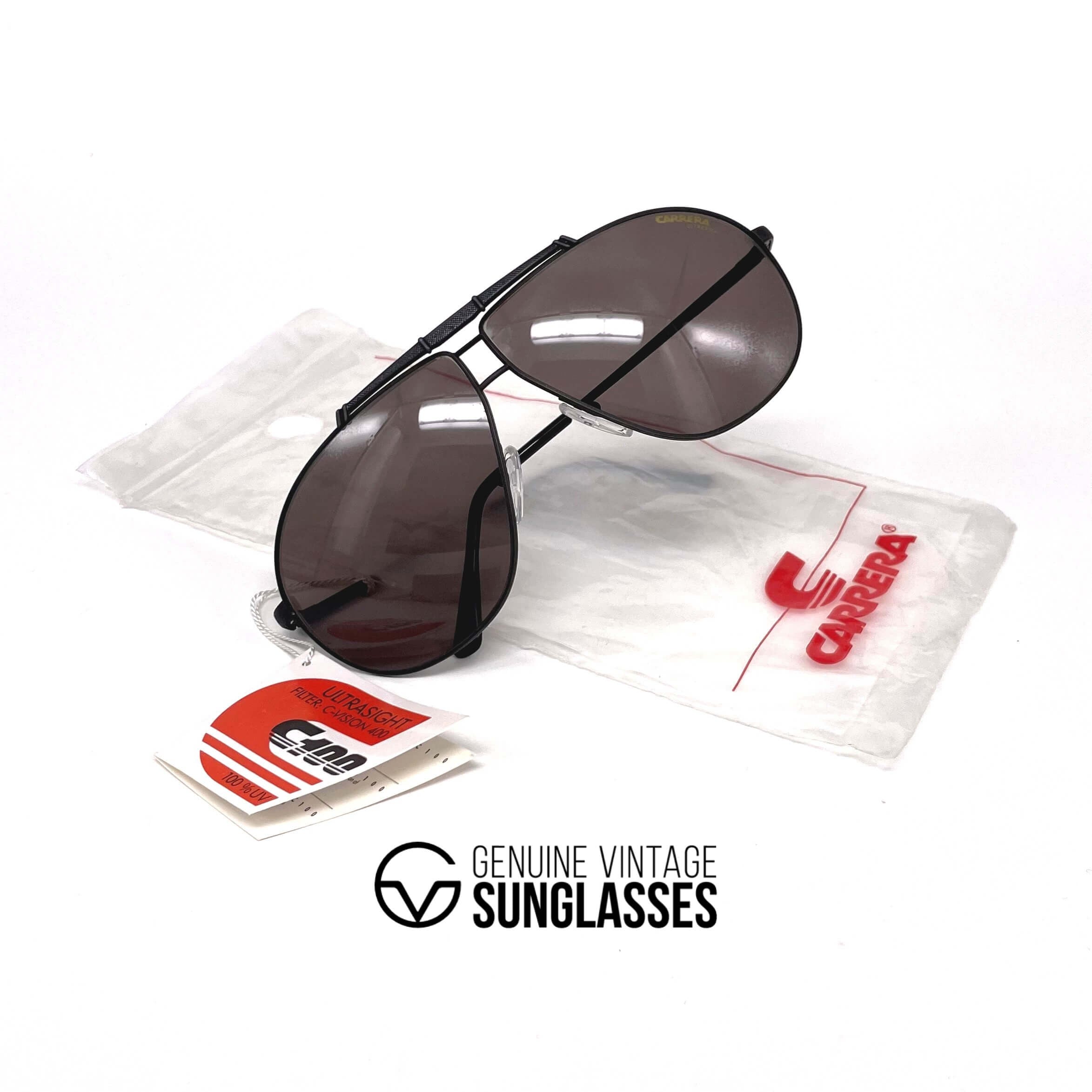 Vintage CARRERA 5401 "Ultrasight" black aviator designer sunglasses