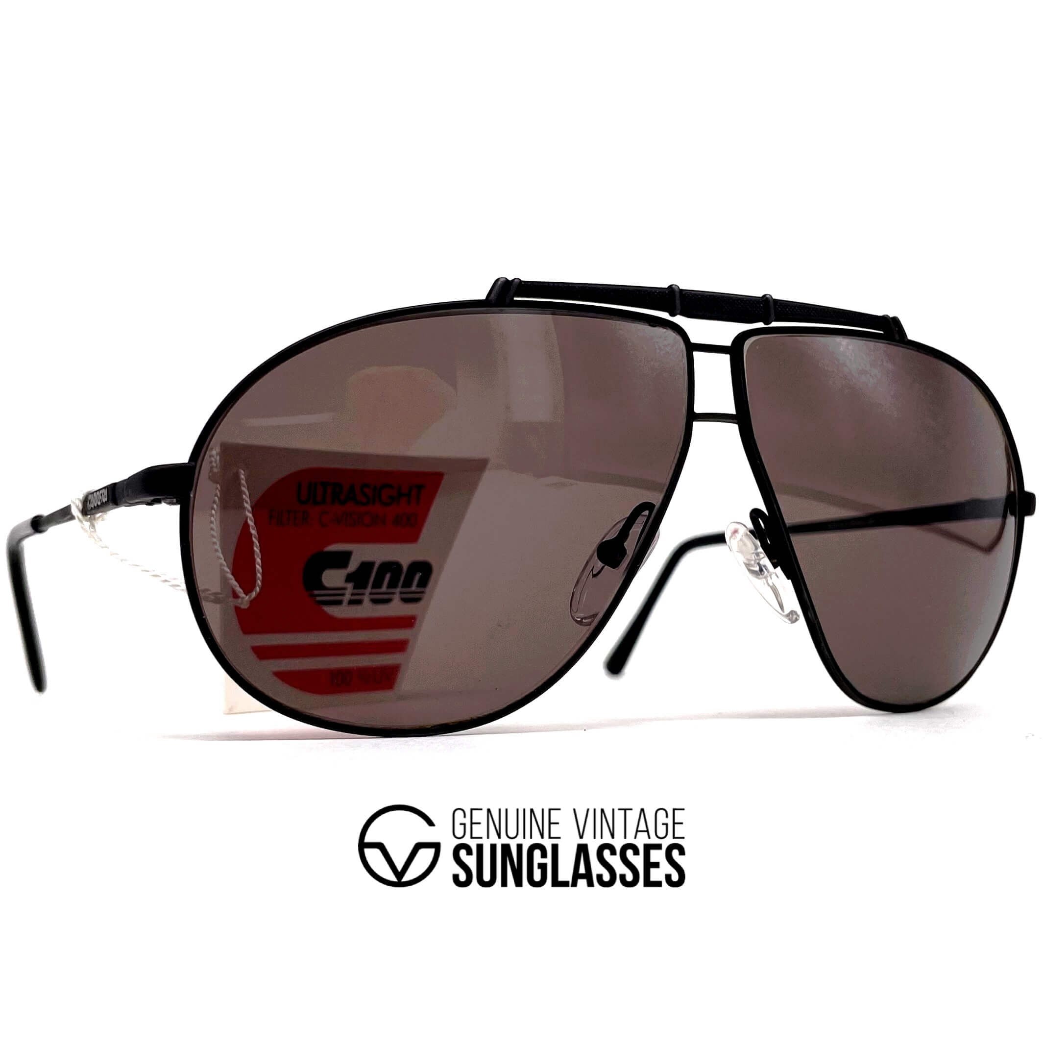 Vintage CARRERA 5401 "Ultrasight" black aviator designer sunglasses
