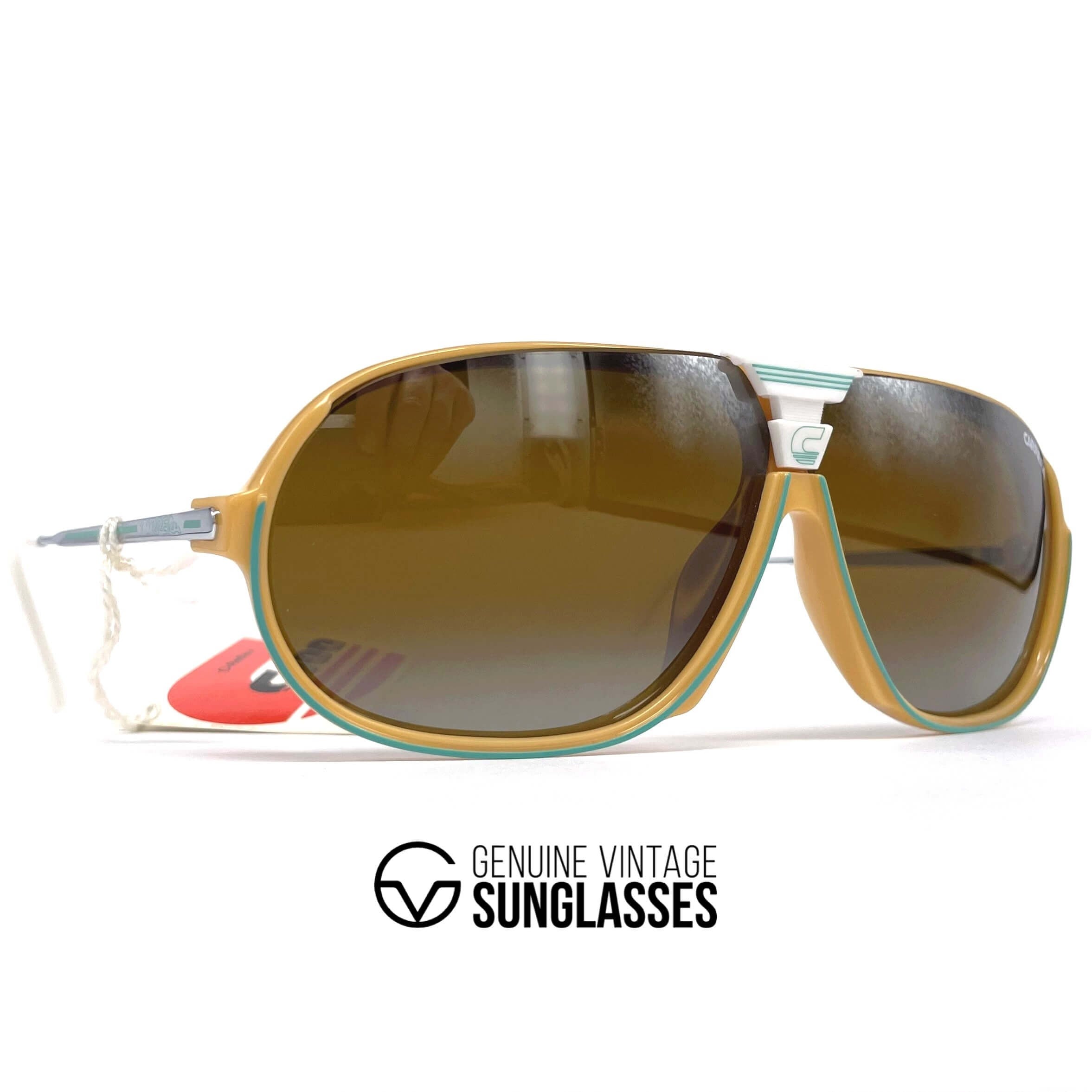 Vintage CARRERA 5416 "C-Reflex" creme semi rimless mirrored sunglasses