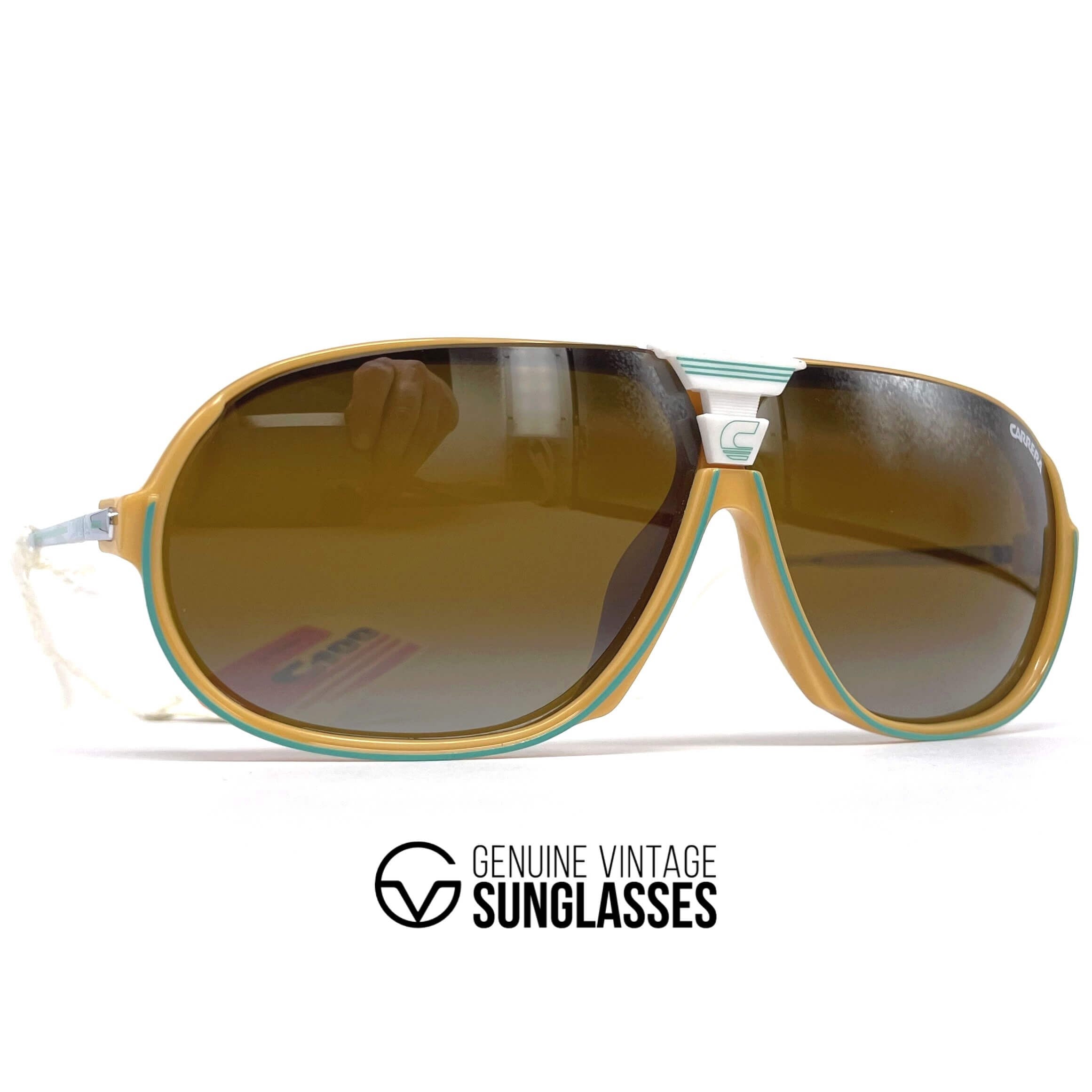 Vintage CARRERA 5416 "C-Reflex" creme semi rimless mirrored sunglasses