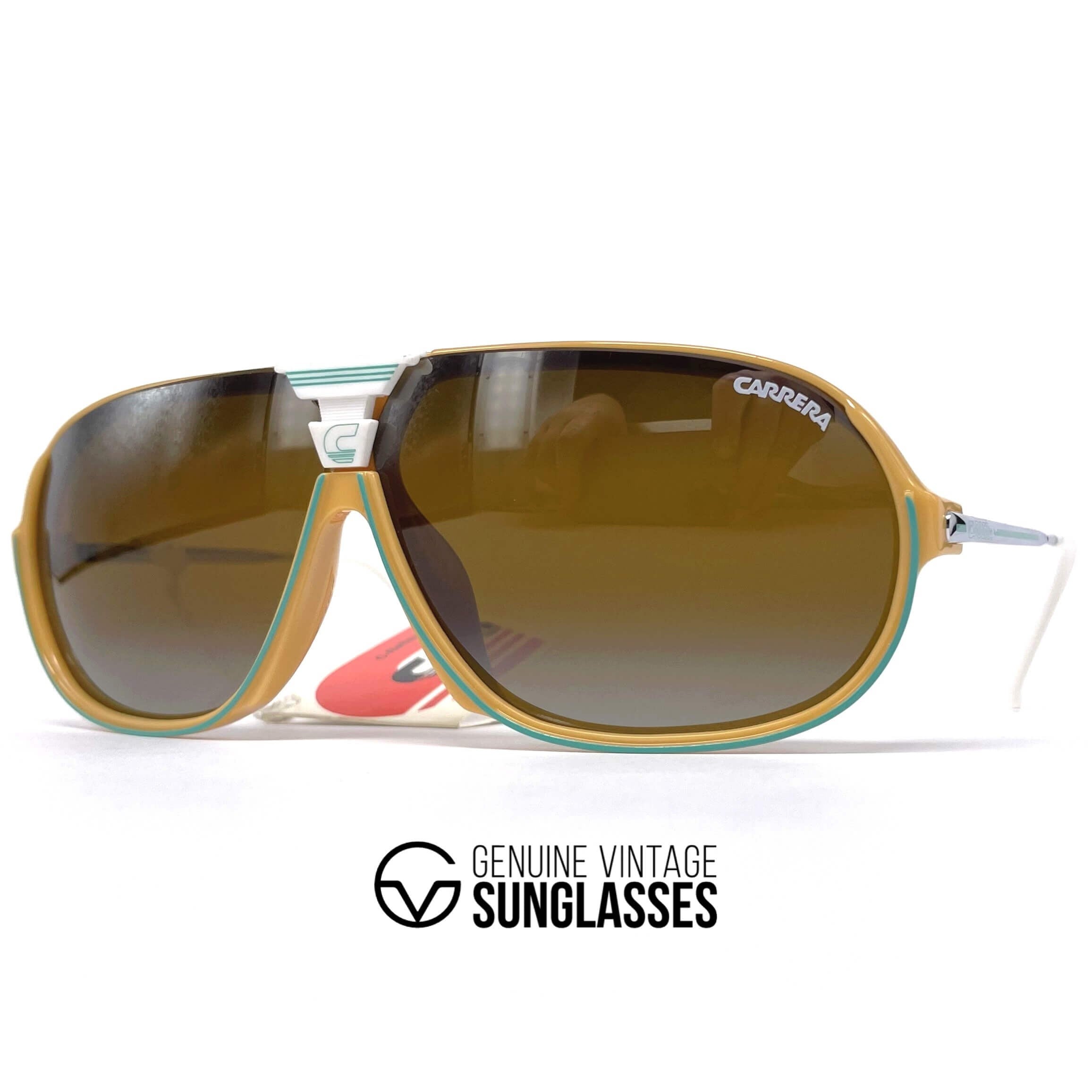 Vintage CARRERA 5416 "C-Reflex" creme semi rimless mirrored sunglasses