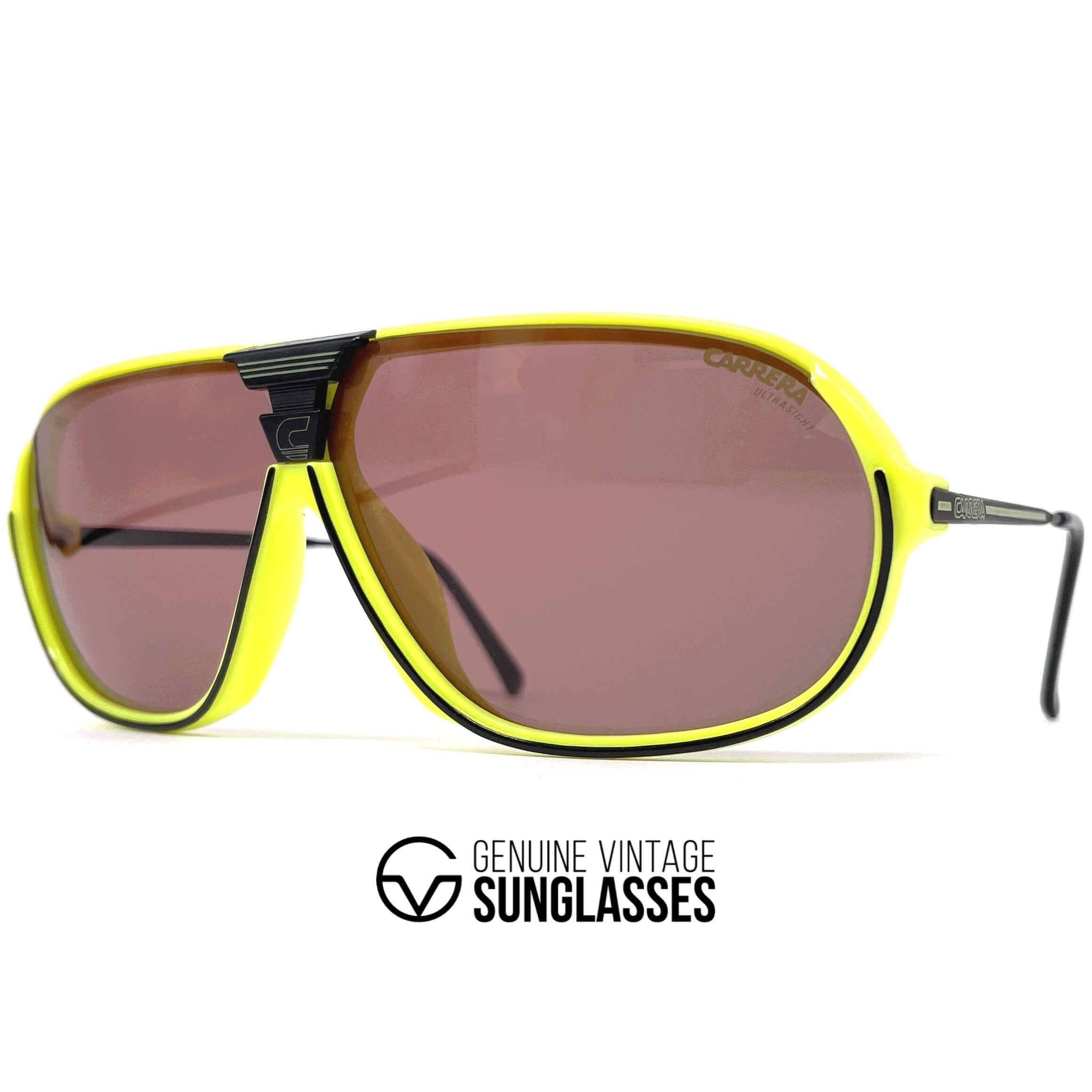 Vintage CARRERA 5416 "Ultrasight" yellow semi rimless sunglasses