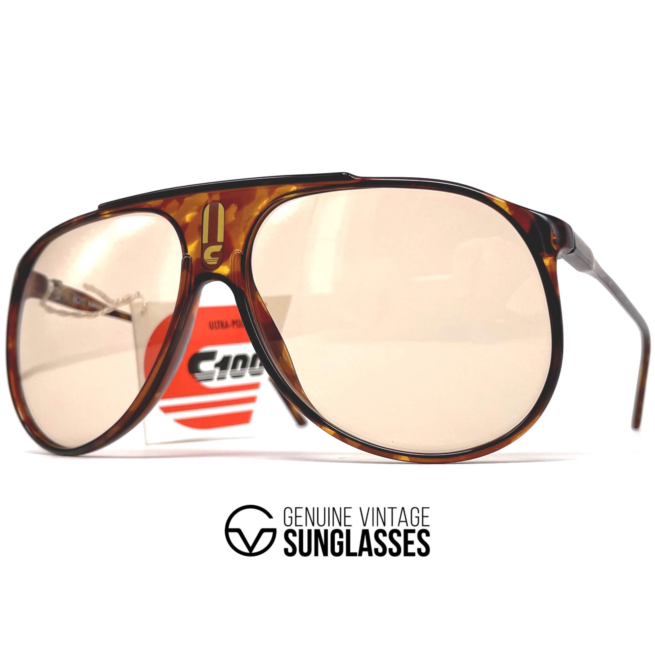 Vintage CARRERA 5424E Tortoise Shell oversized aviator sunglasses