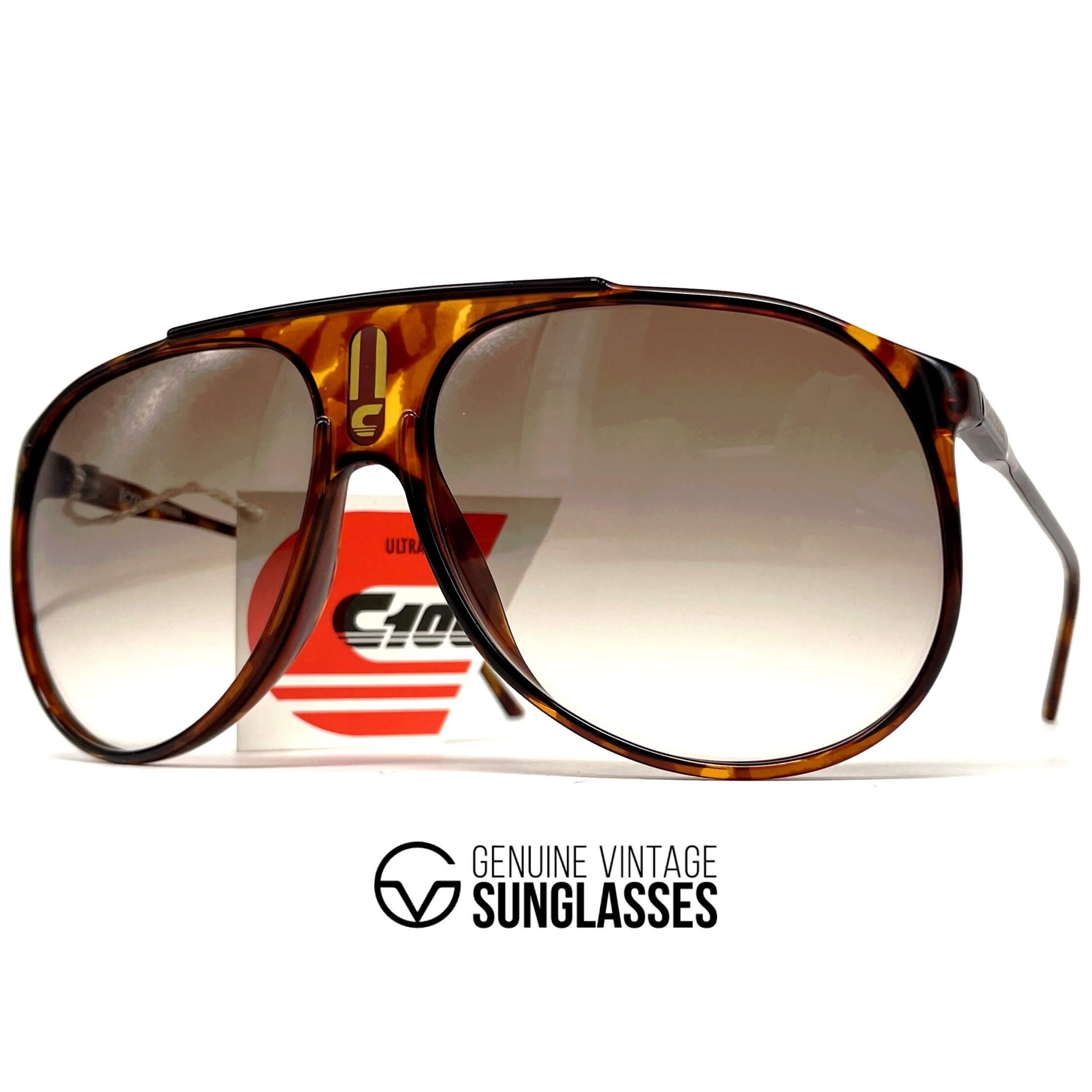 Vintage CARRERA 5424E Tortoise Shell oversized aviator sunglasses