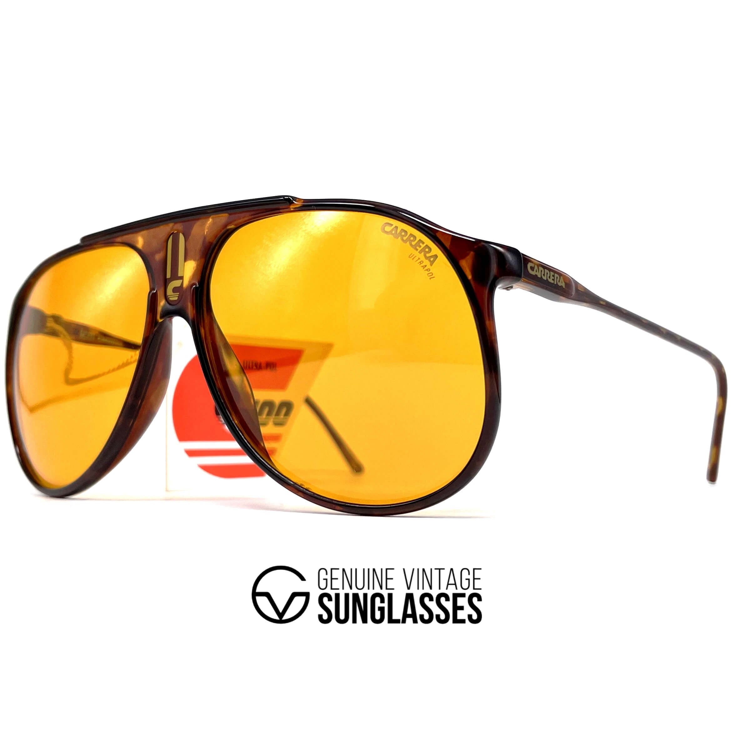 Vintage CARRERA 5424E "Ultrapol" rare yellow polarized aviator sunglasses