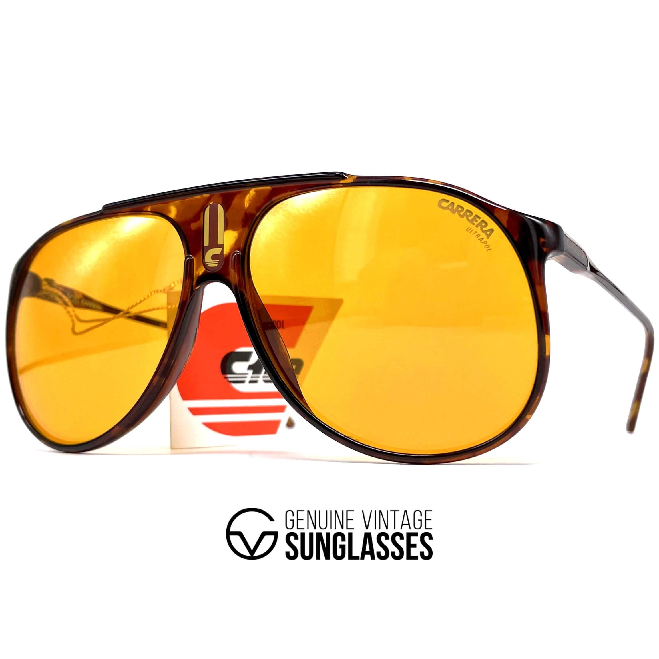 Vintage CARRERA 5424E "Ultrapol" rare yellow polarized aviator sunglasses