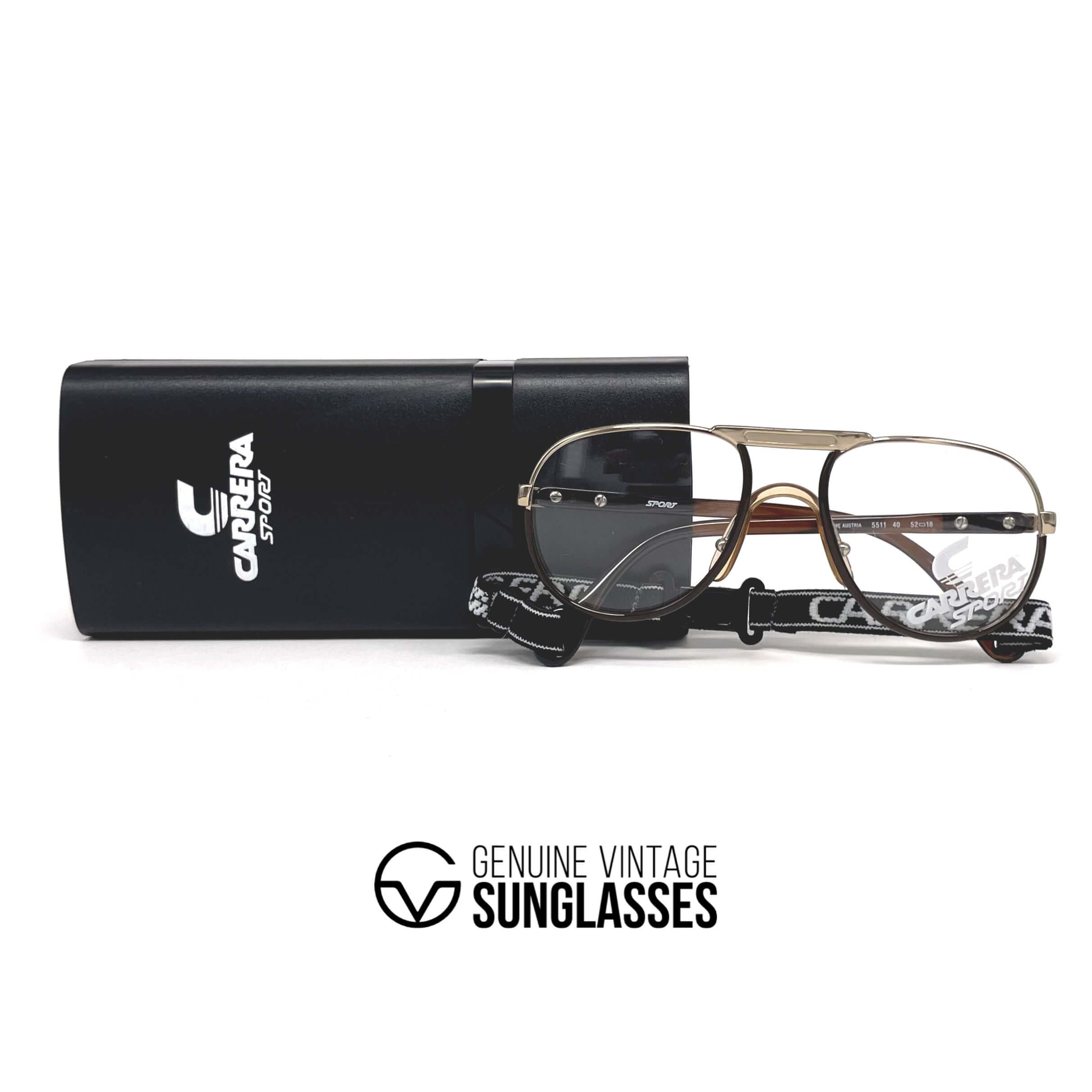 Vintage CARRERA 5511 Sport rare gold aviator glasses frames