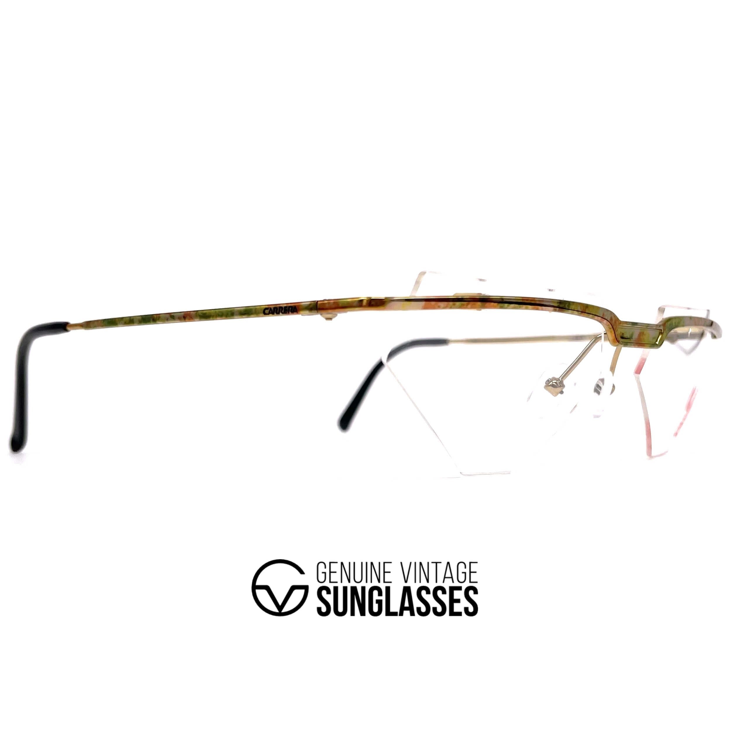 Vintage CARRERA 5787 rimless triangular gold glasses frames