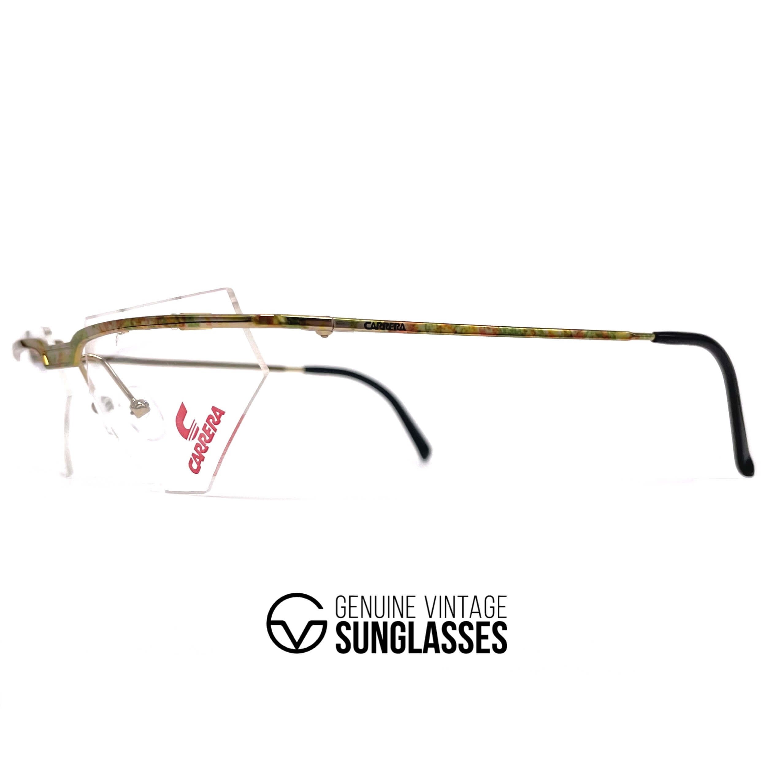 Vintage CARRERA 5787 rimless triangular gold glasses frames