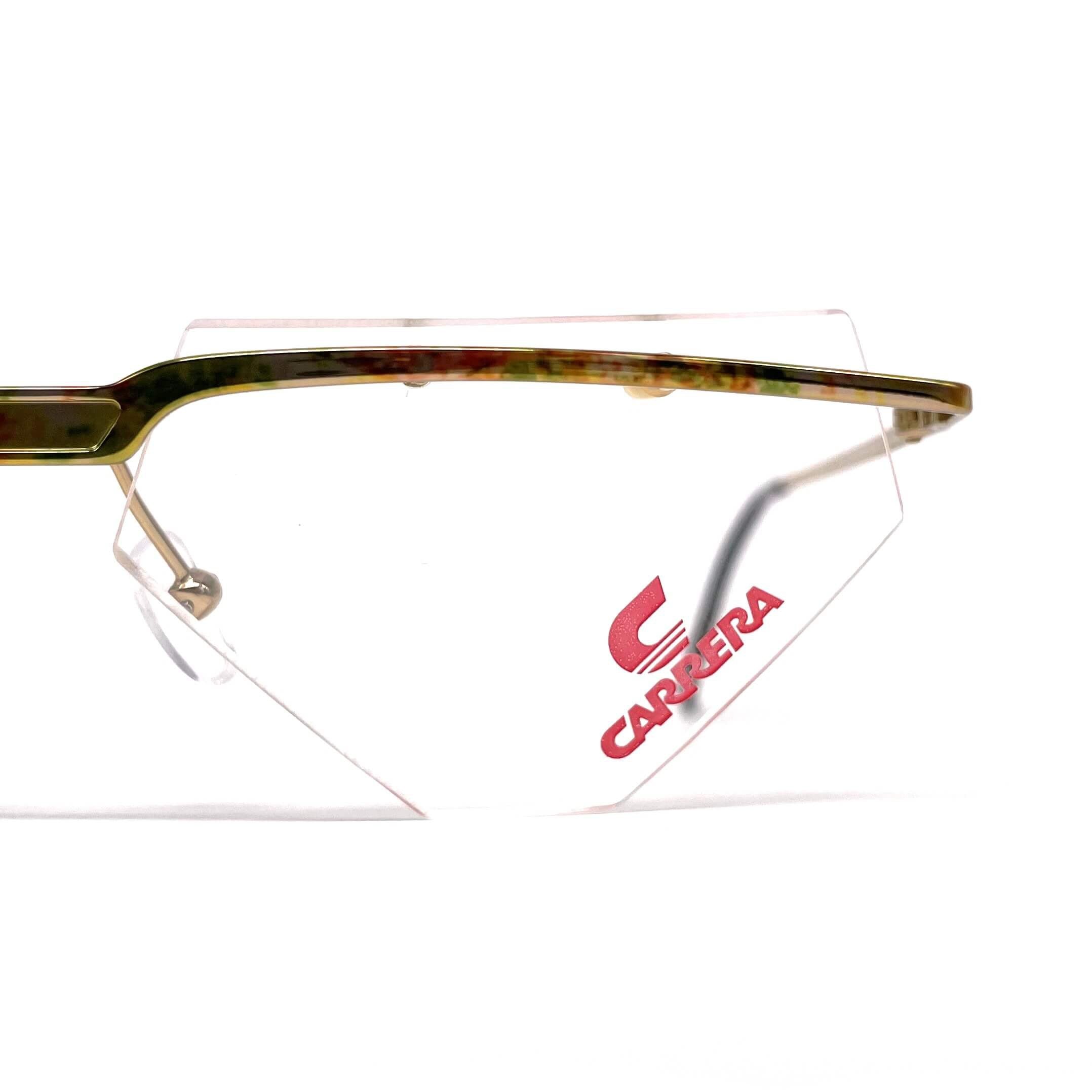 Vintage CARRERA 5787 rimless triangular gold glasses frames