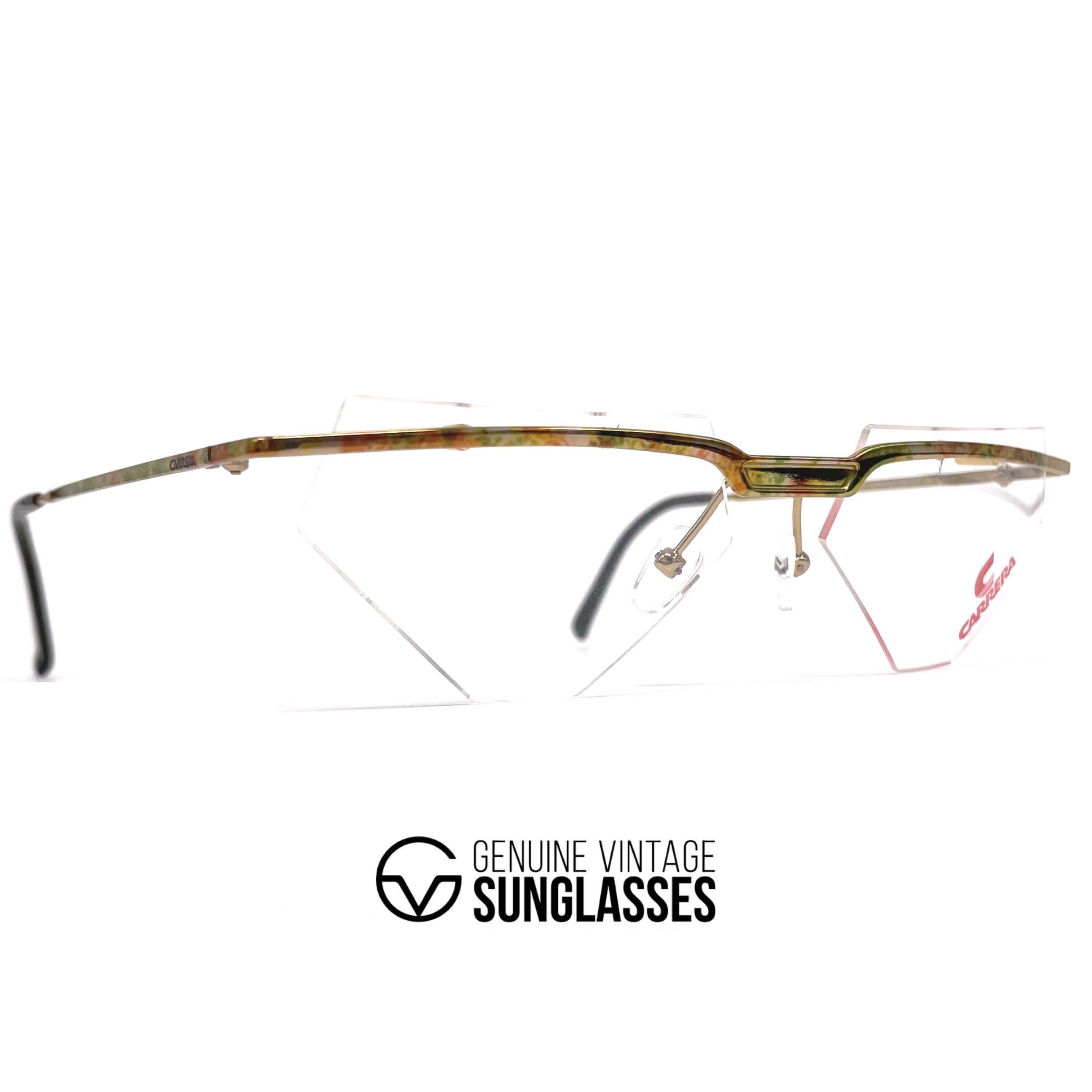 Vintage CARRERA 5787 rimless triangular gold glasses frames