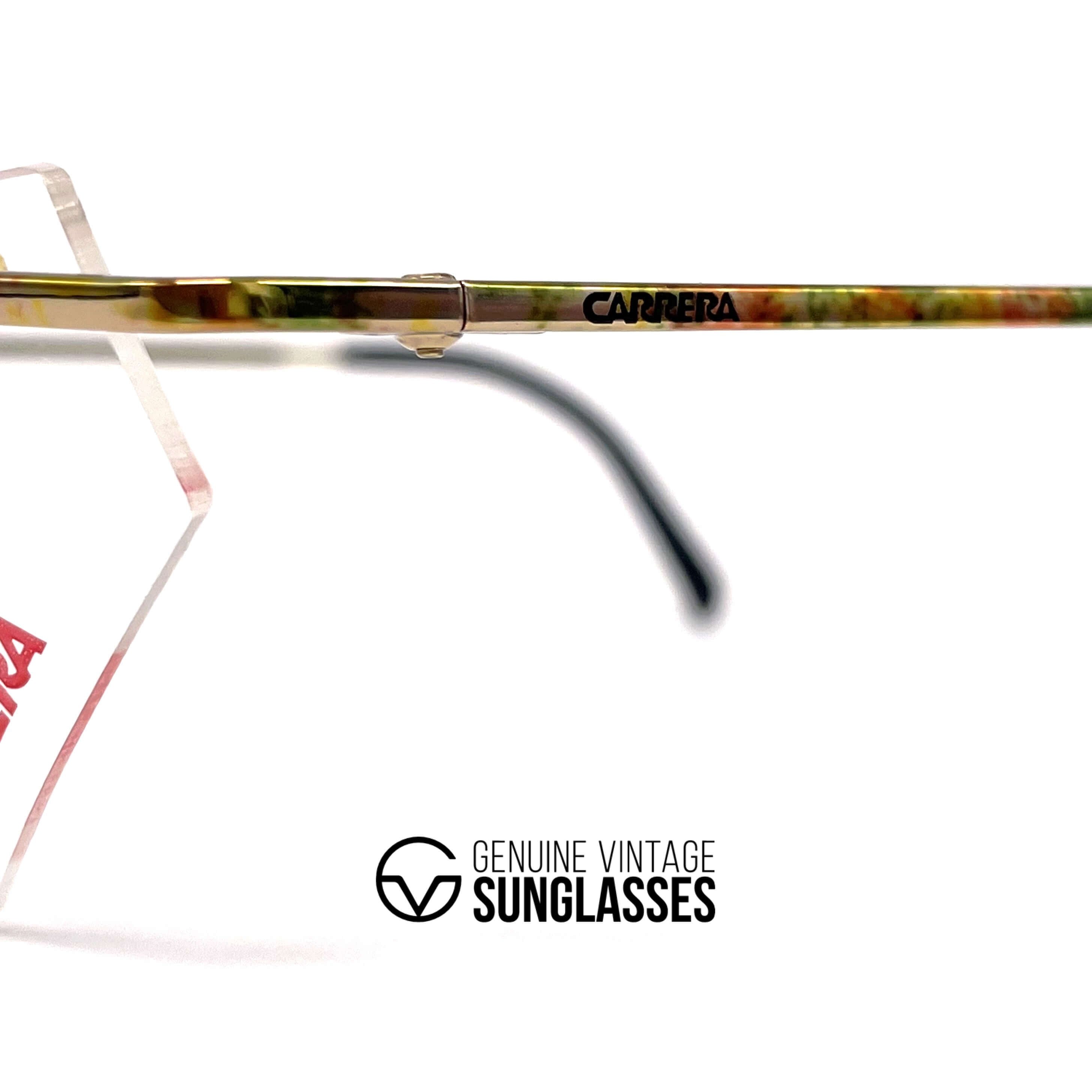 Vintage CARRERA 5787 rimless triangular gold glasses frames