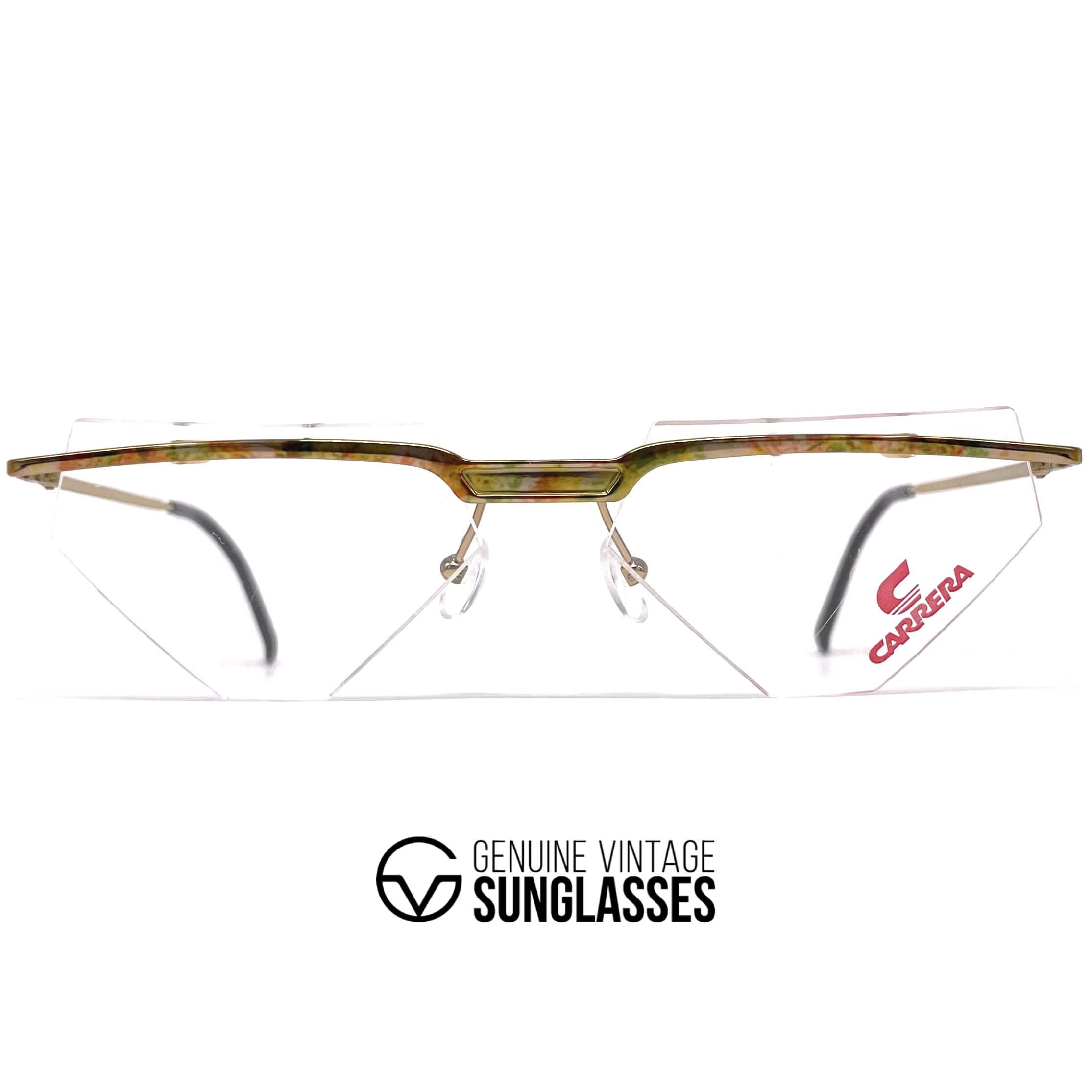 Vintage CARRERA 5787 rimless triangular gold glasses frames