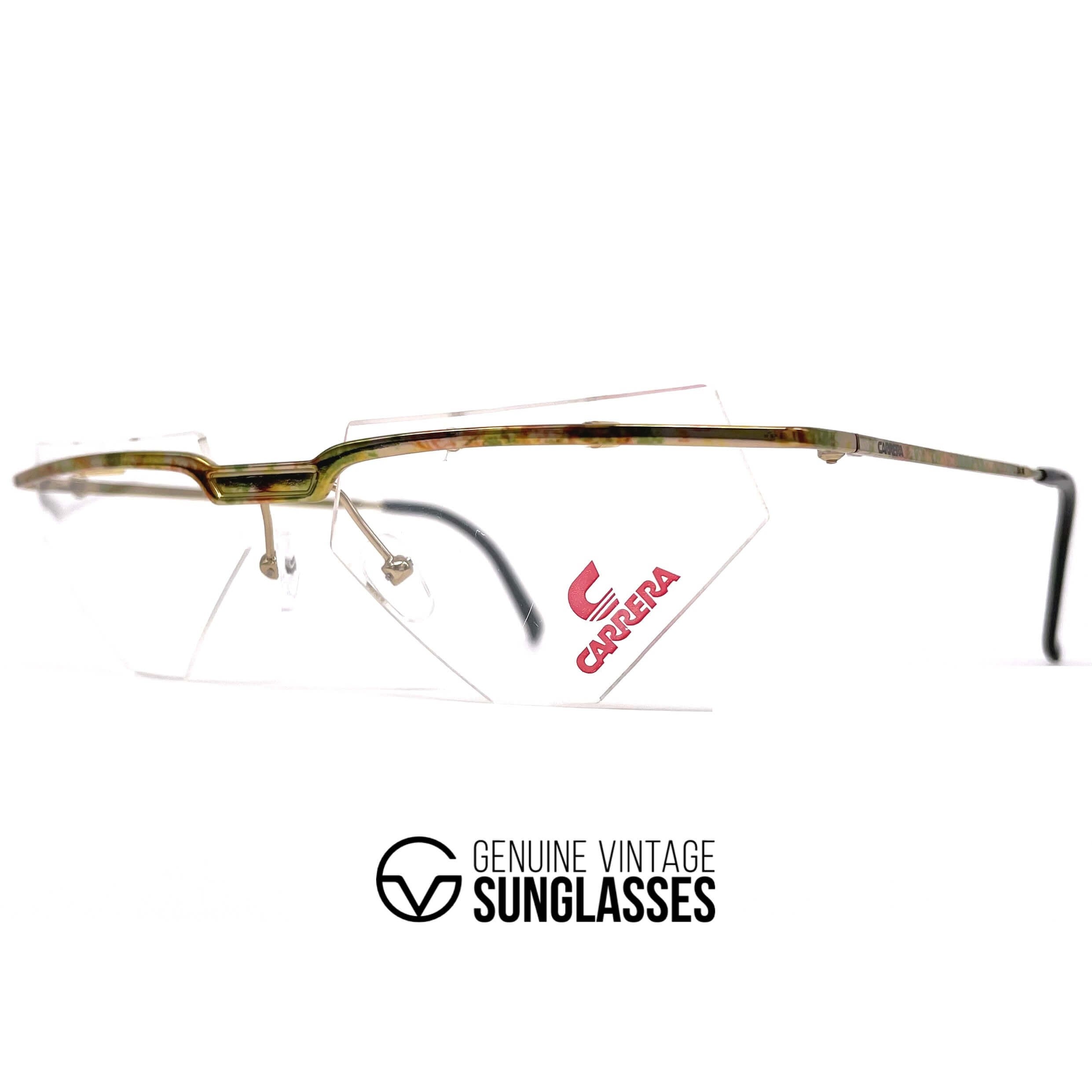 Vintage CARRERA 5787 rimless triangular gold glasses frames