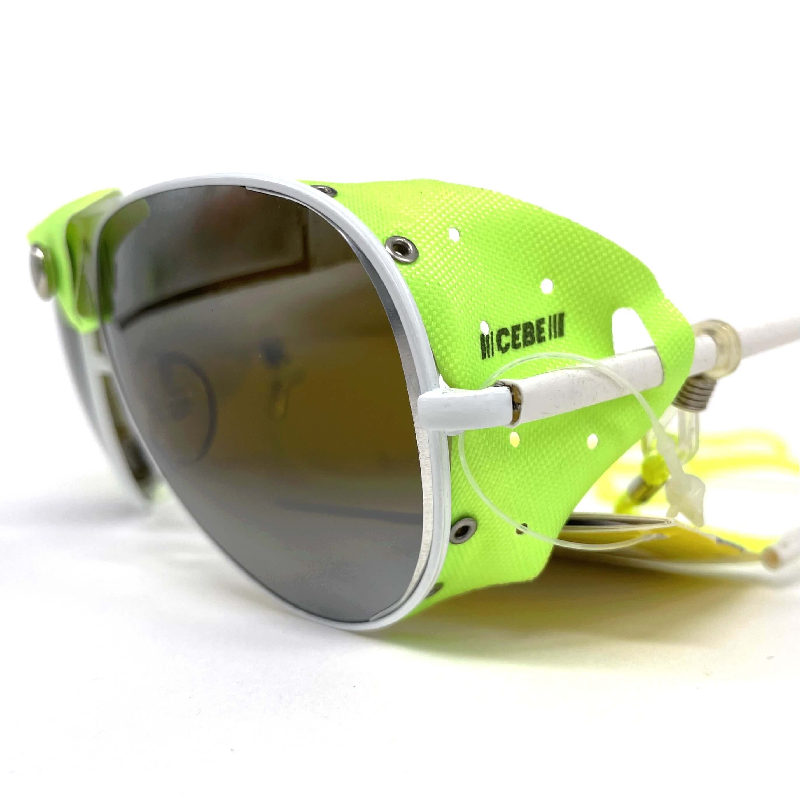 Vintage CEBE 0196 sport white green metal glacier sunglasses