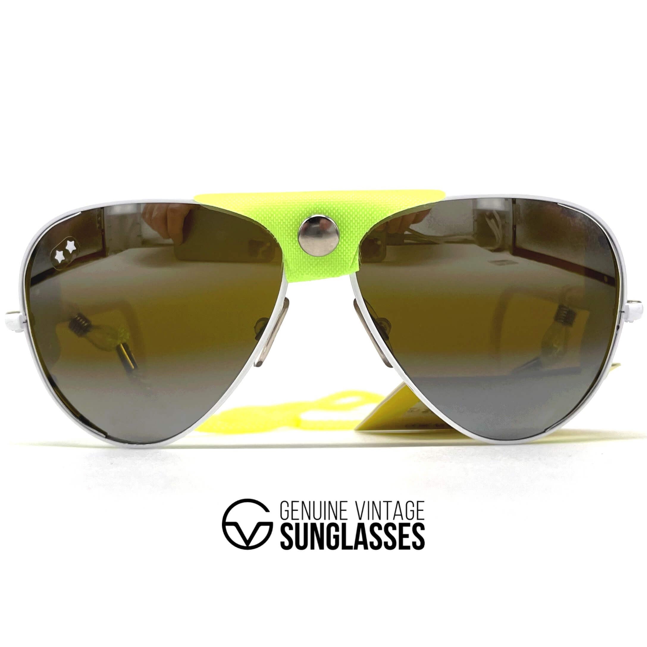 Vintage CEBE 0196 sport white green metal glacier sunglasses